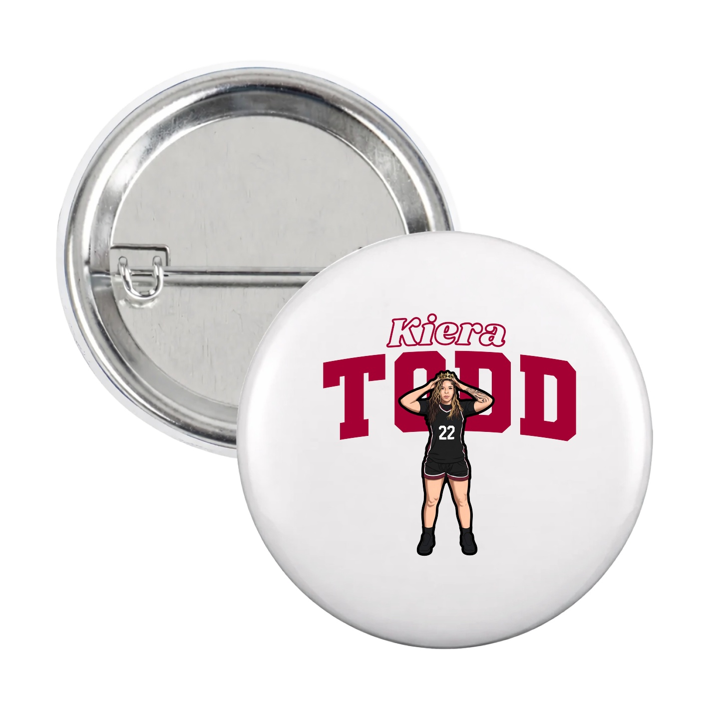 Game Day Button — Name Arch in White