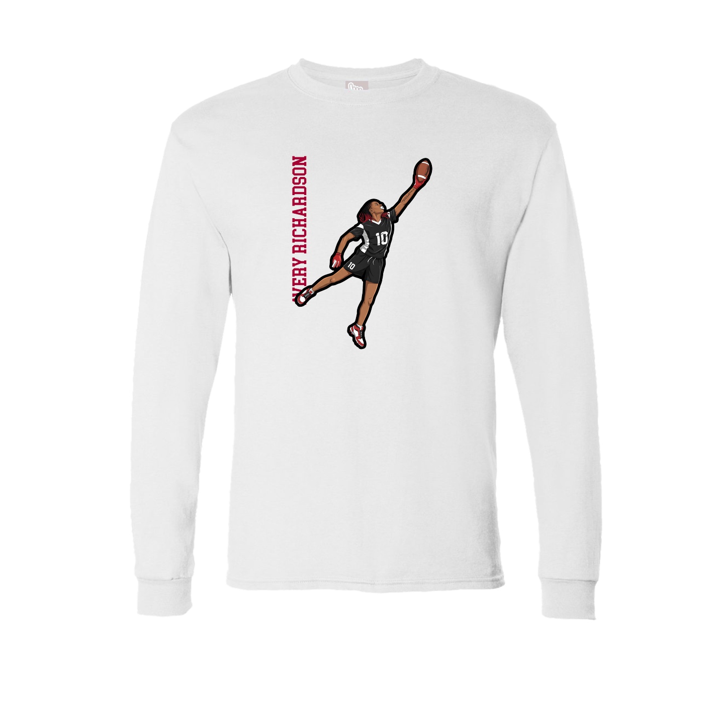 Long Sleeve Tee — Name Vertical in White