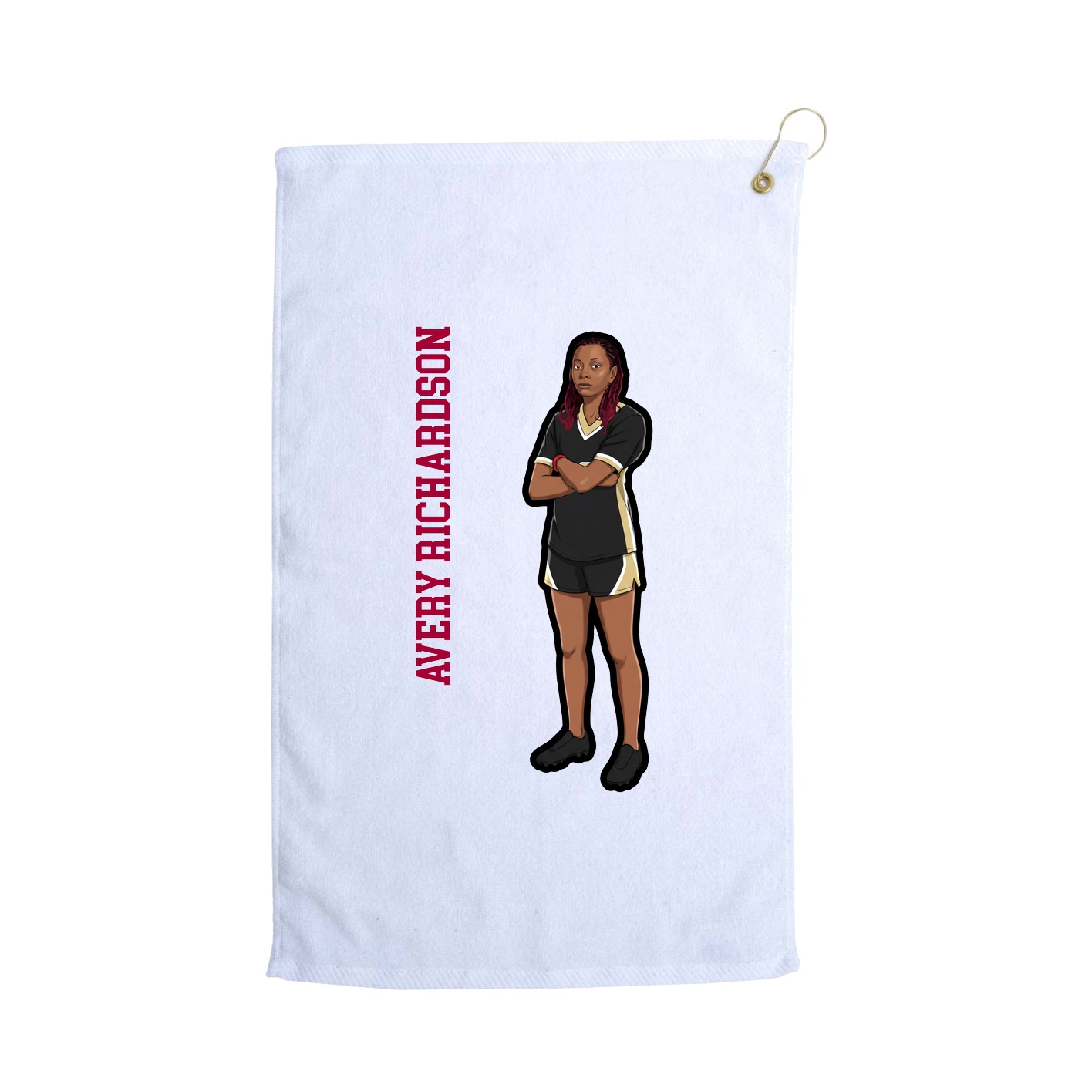 Golf Towel — Name Vertical in White