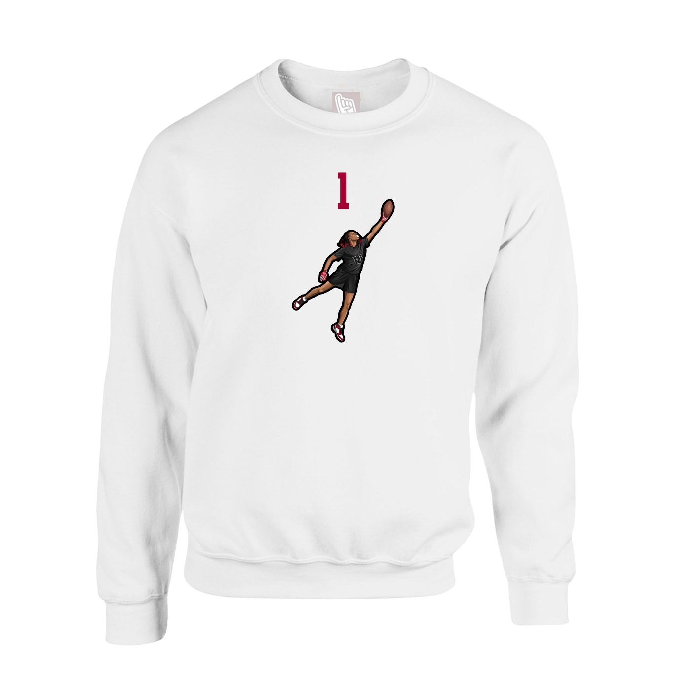 Fleece Crew — Number Top in White
