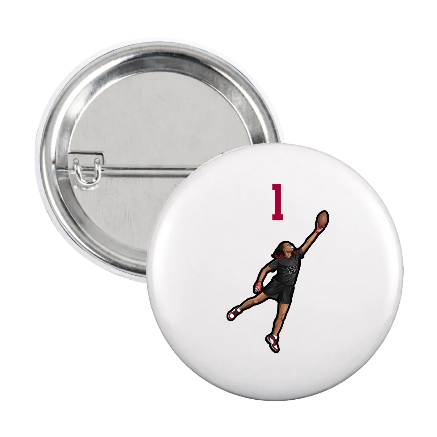 Game Day Button — Number Top in White