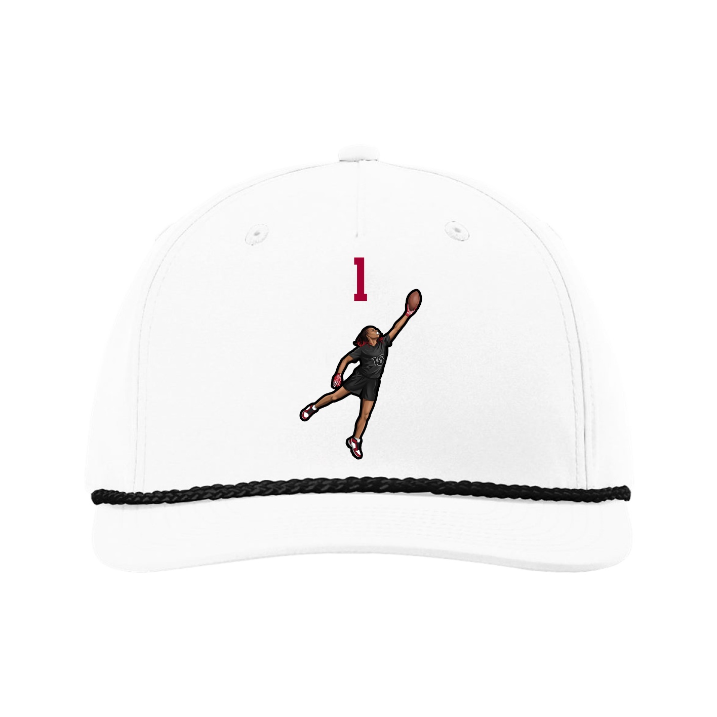 Five-Panel Classic Rope Cap — Number Top in White