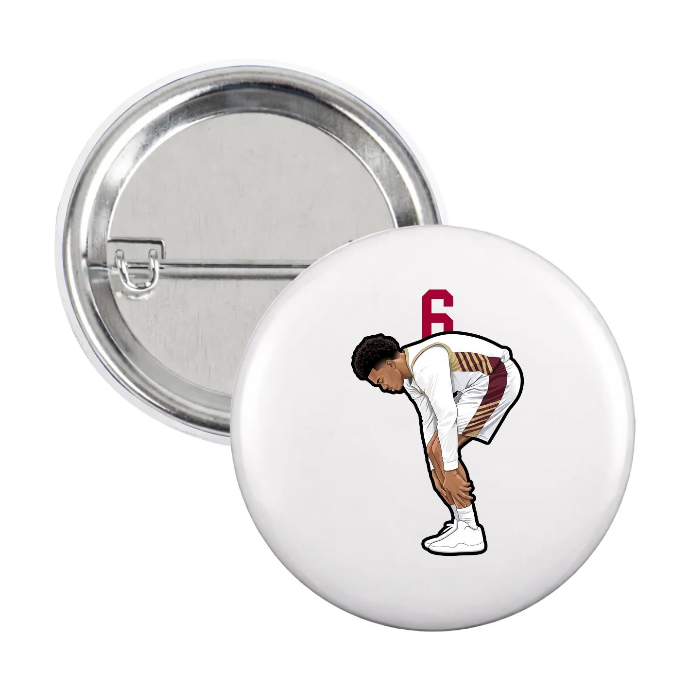 Game Day Button — Number Top in White