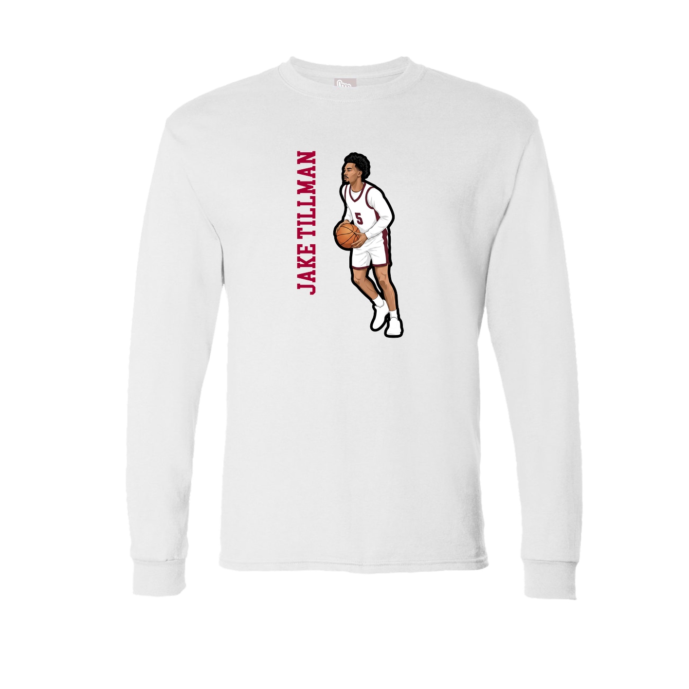 Long Sleeve Tee — Name Vertical in White