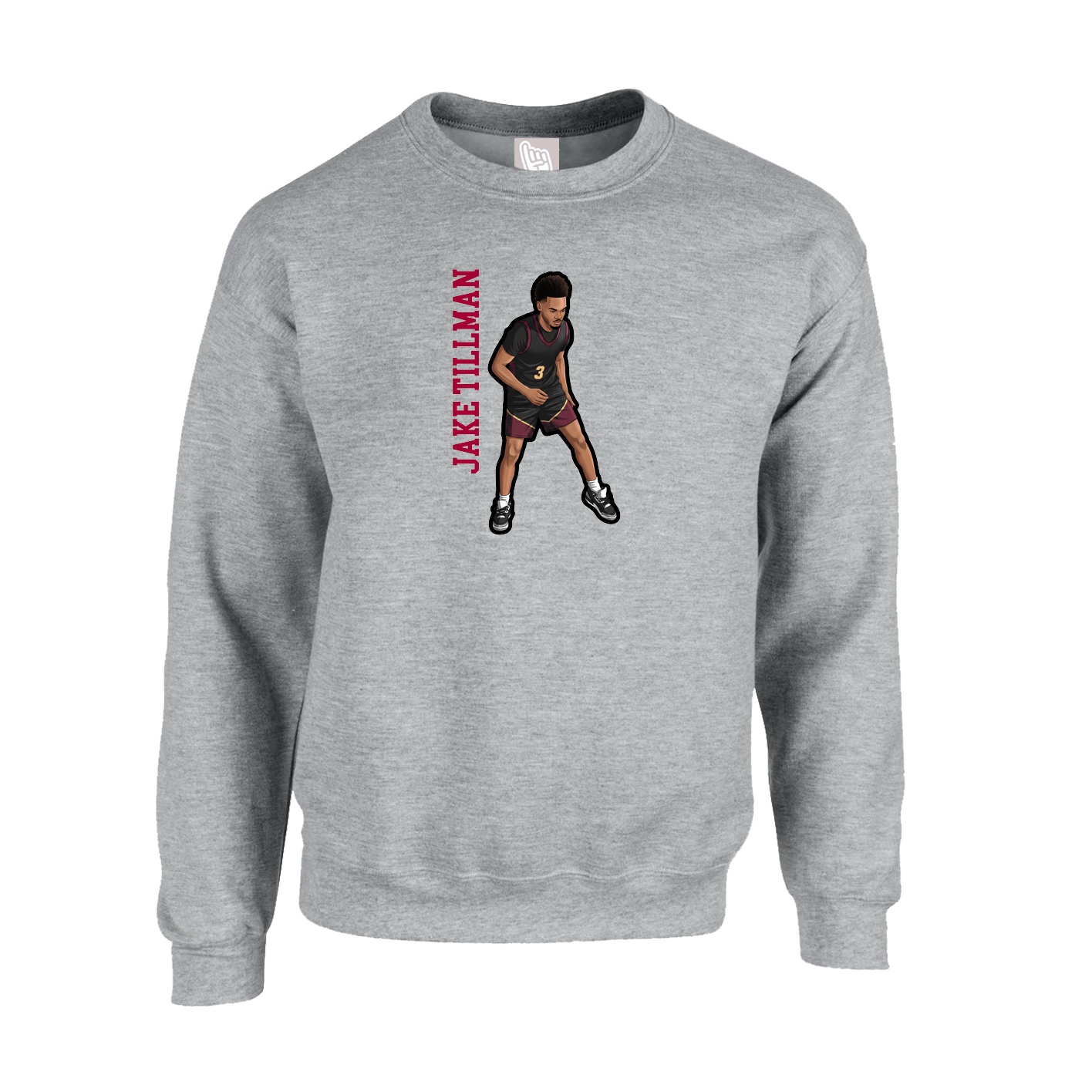 Fleece Crew — Name Vertical in Grey