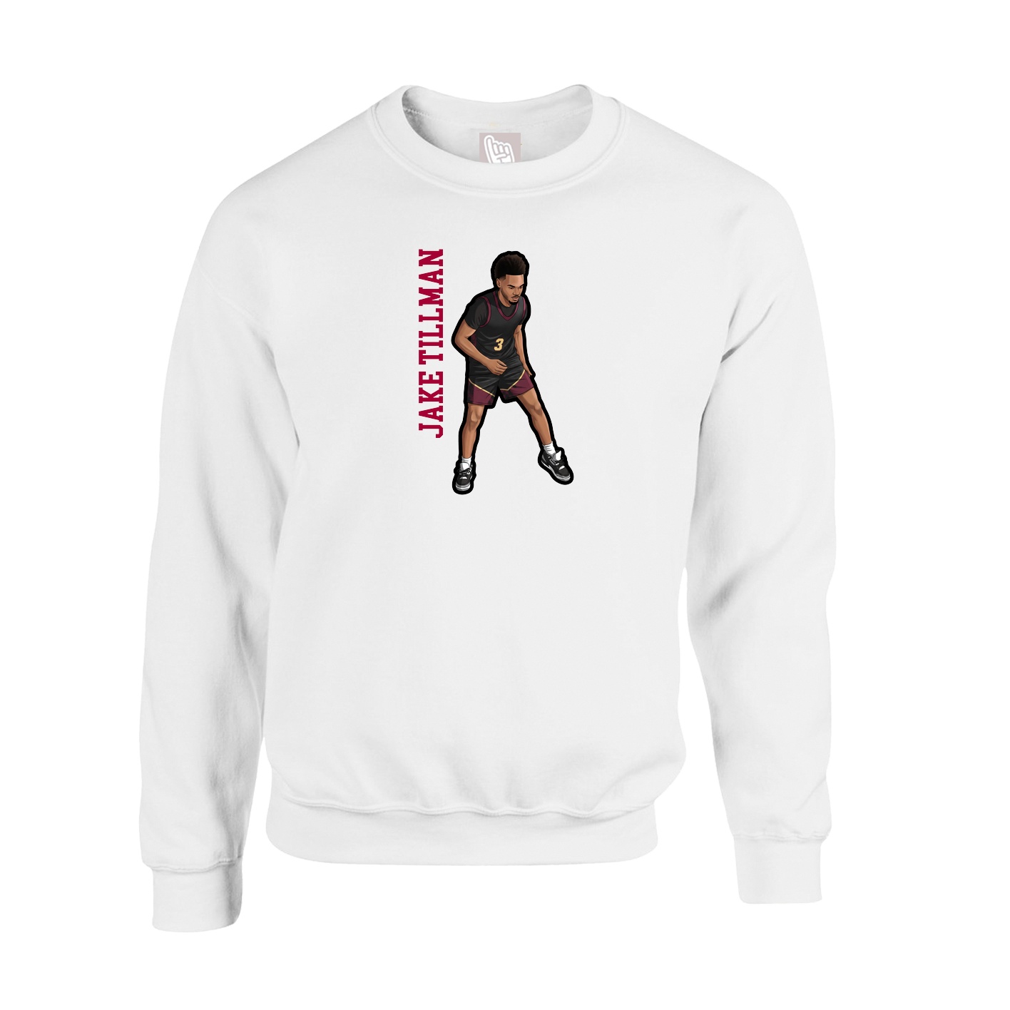 Fleece Crew — Name Vertical in White