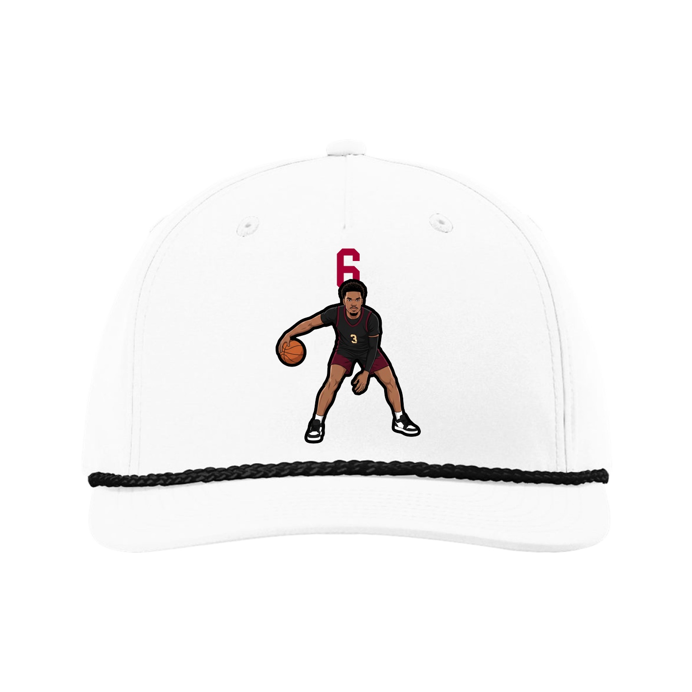 Five-Panel Classic Rope Cap — Number Top in White