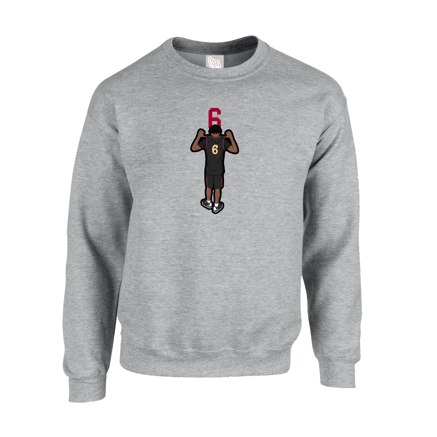 Fleece Crew — Number Top in Grey