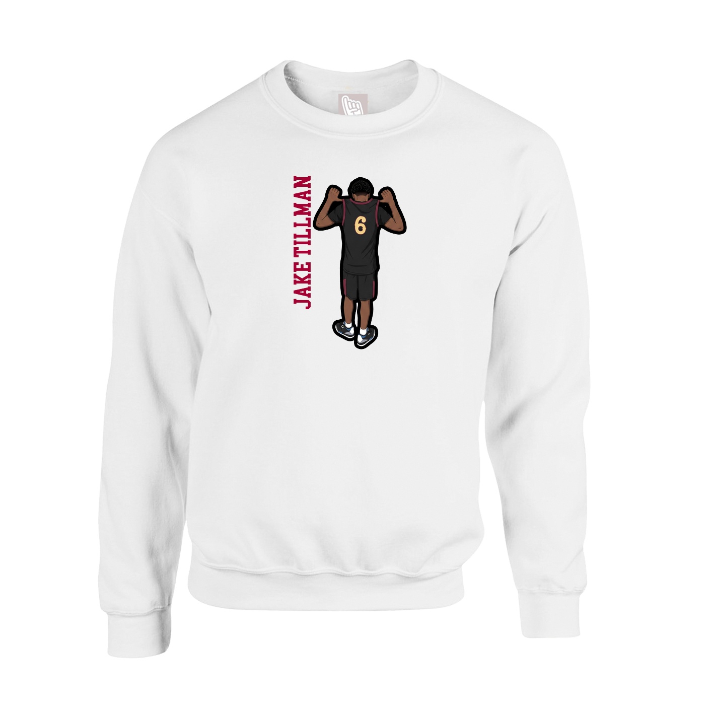 Fleece Crew — Name Vertical in White