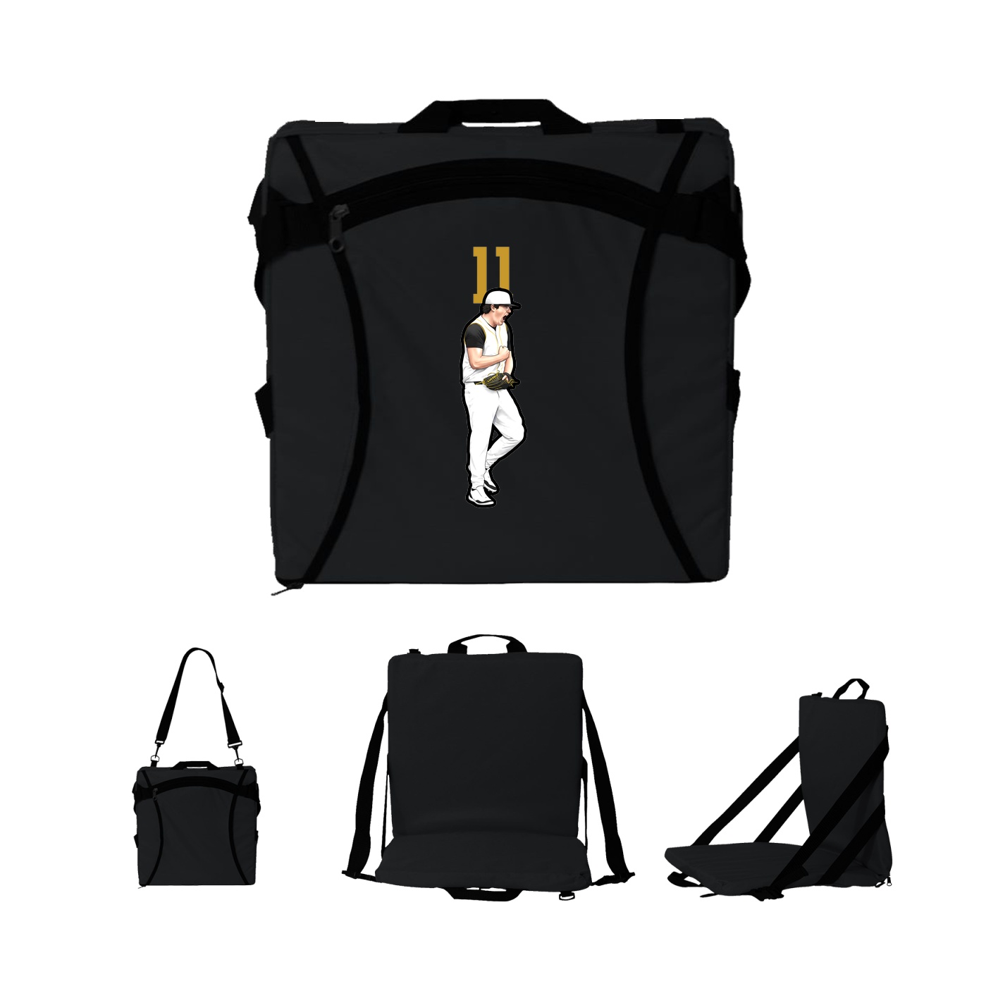 Folding Stadium Seat — Number Top in Black