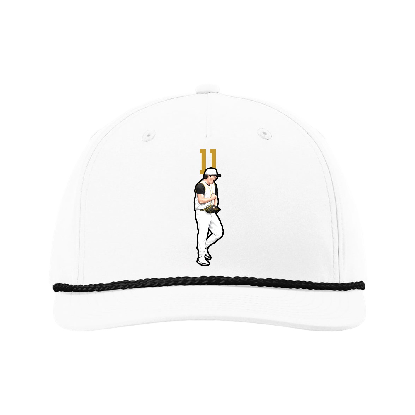Five-Panel Classic Rope Cap — Number Top in White
