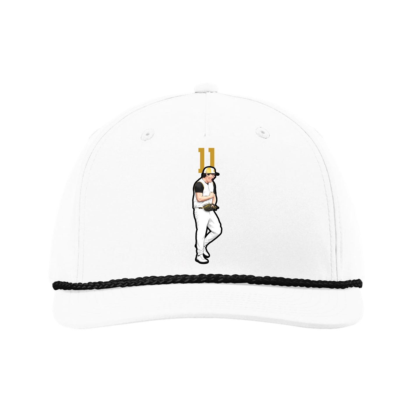 Five-Panel Classic Rope Cap — Number Top in White
