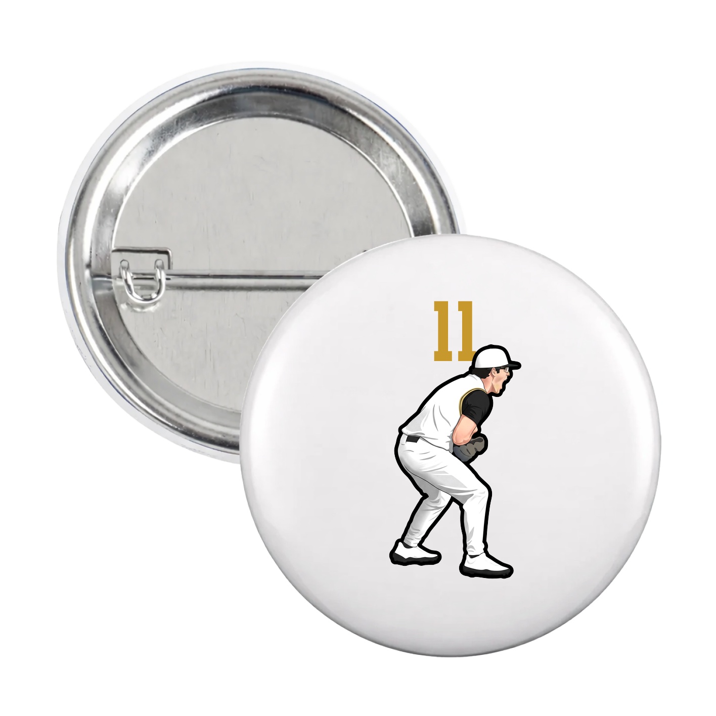 Game Day Button — Number Top in White