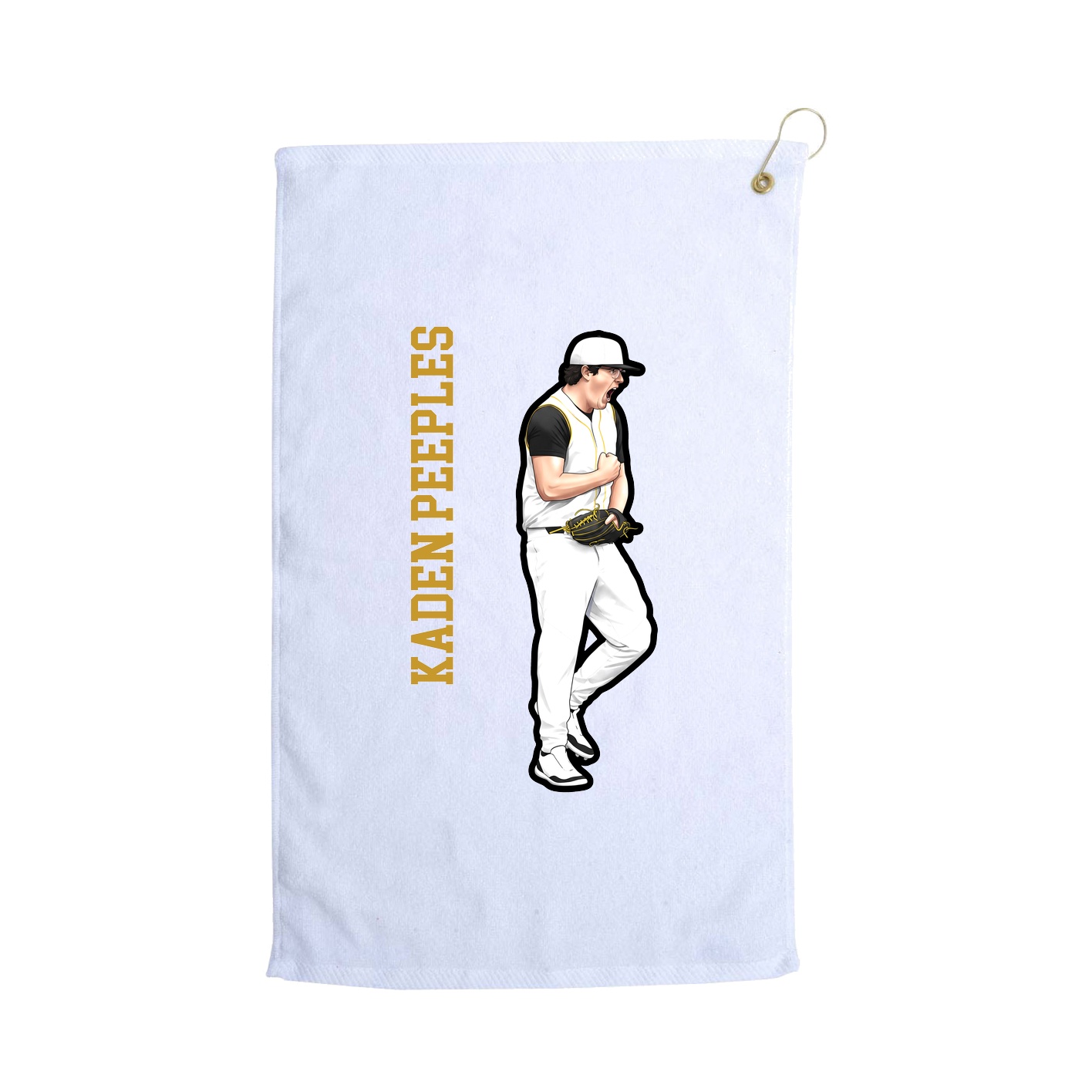Golf Towel — Name Vertical in White