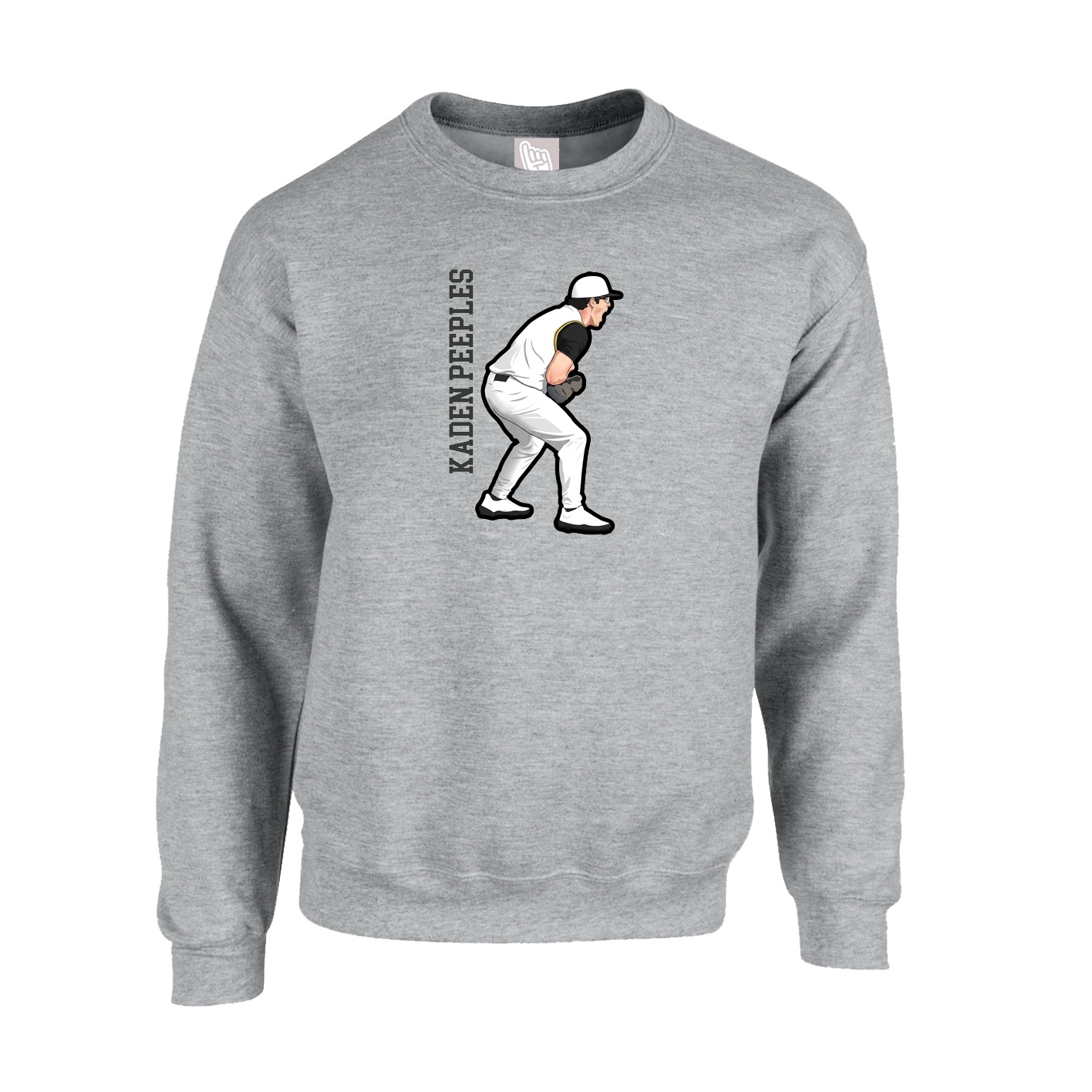 Fleece Crew — Name Vertical in Grey