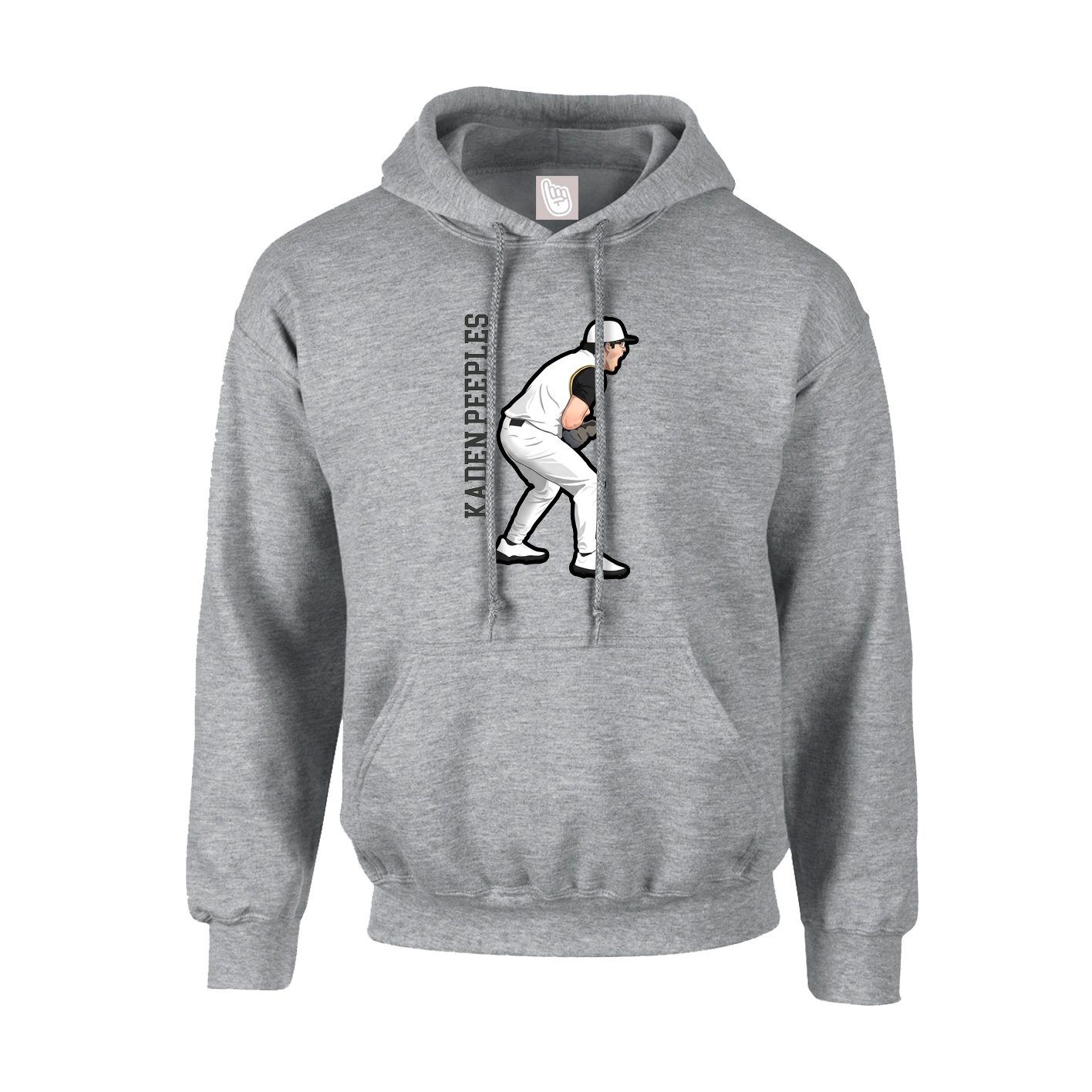 Youth Hoodie — Name Vertical in Grey