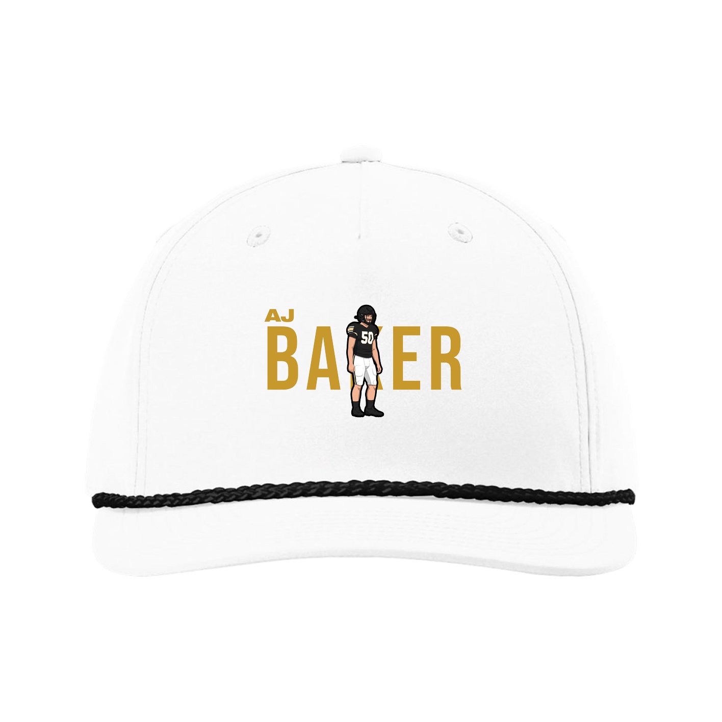 Five-Panel Classic Rope Cap — Player Name in White