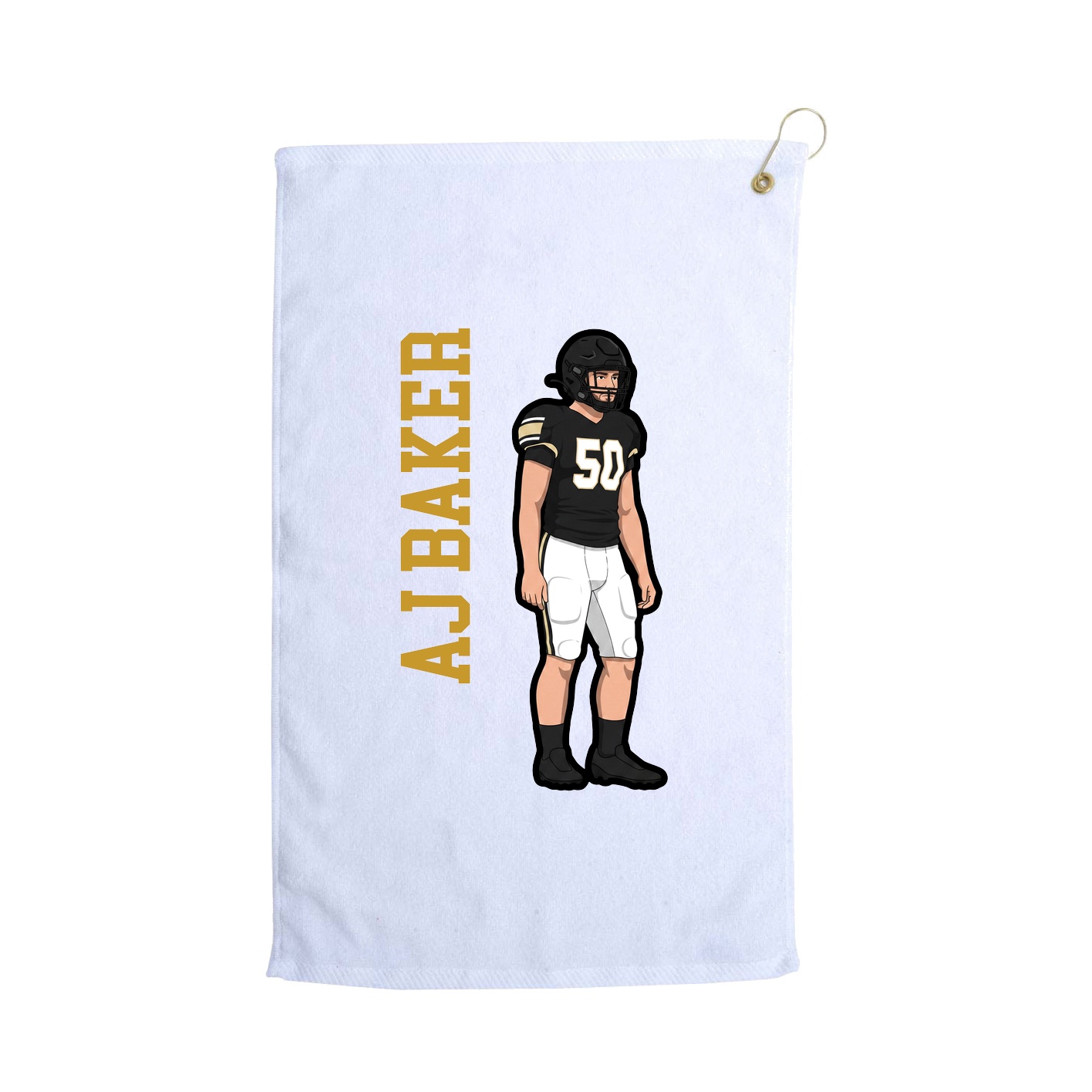 Golf Towel — Name Vertical in White