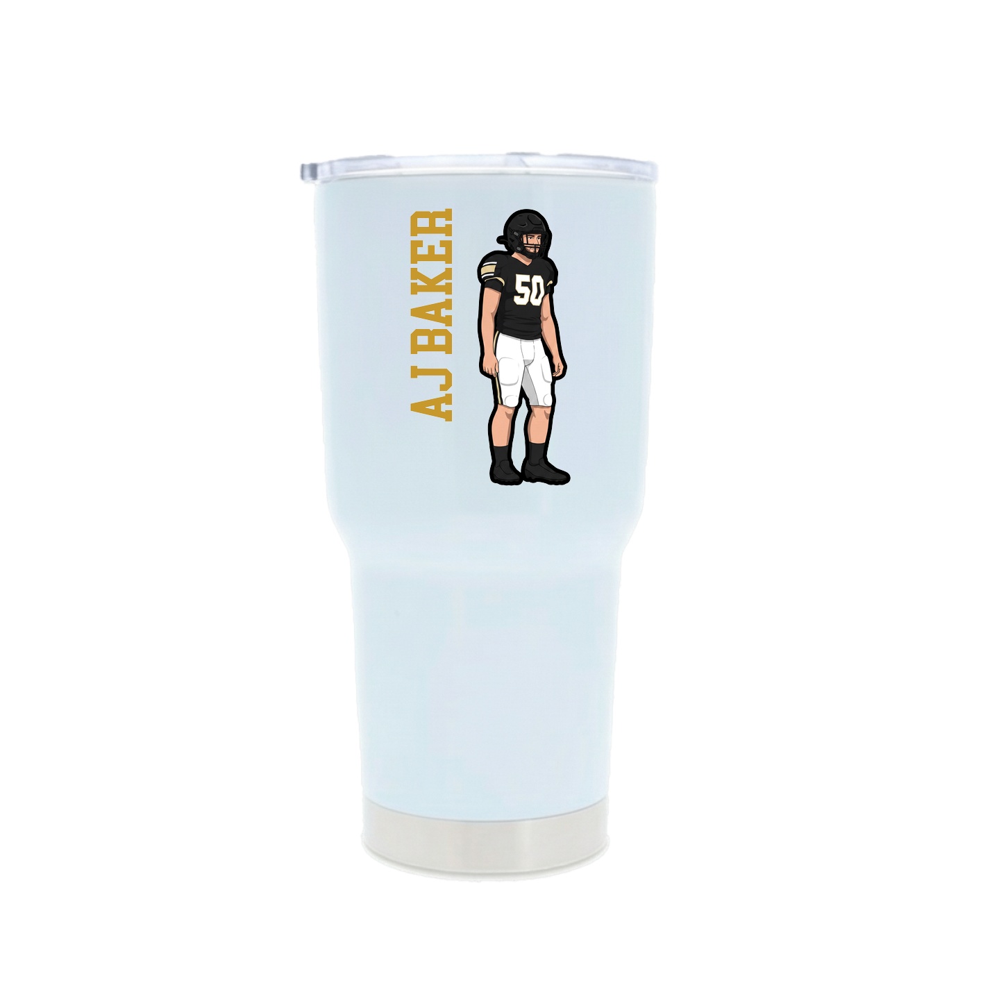 30oz Stainless Steel Tumbler — Name Vertical in White