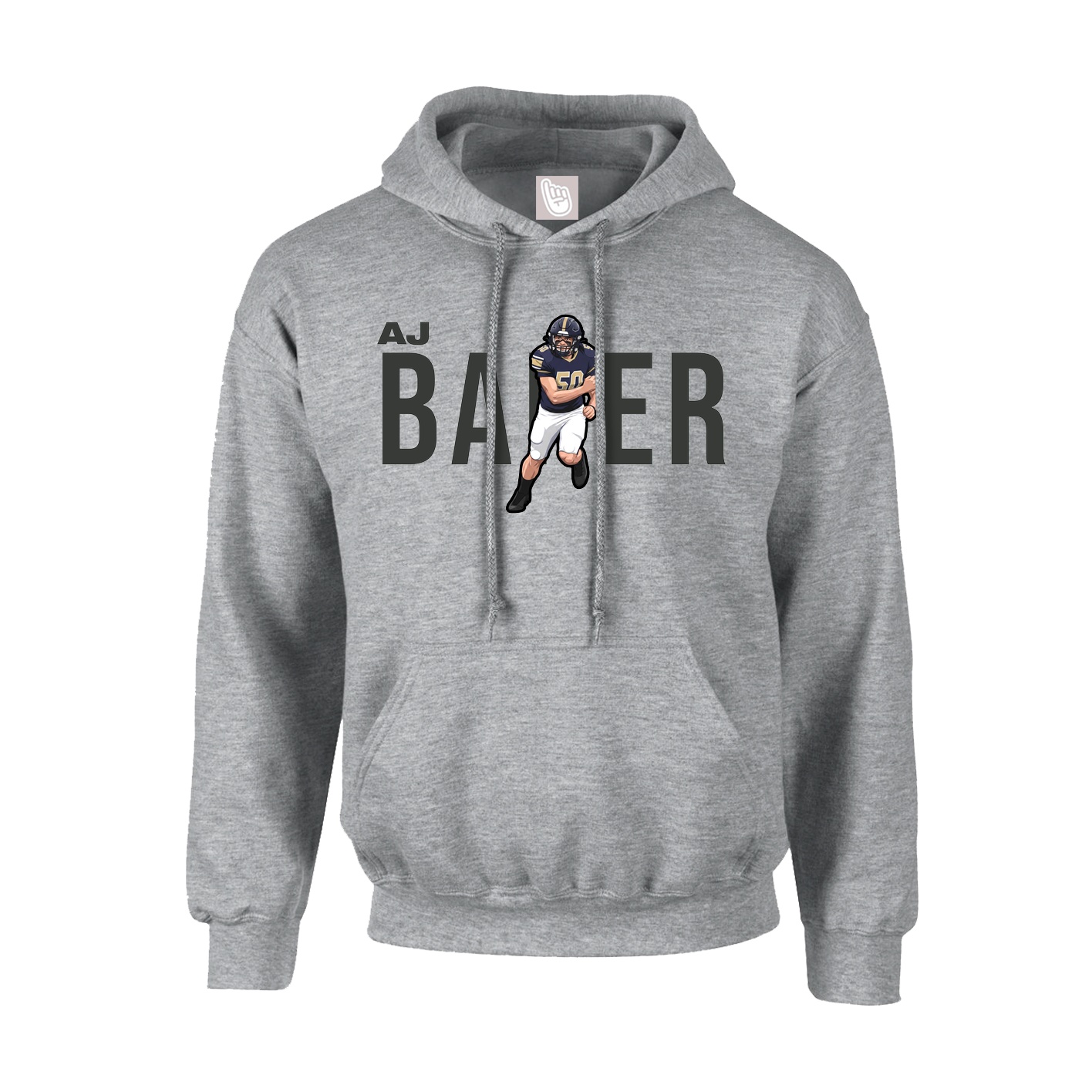 Youth Hoodie — Player Name in Grey