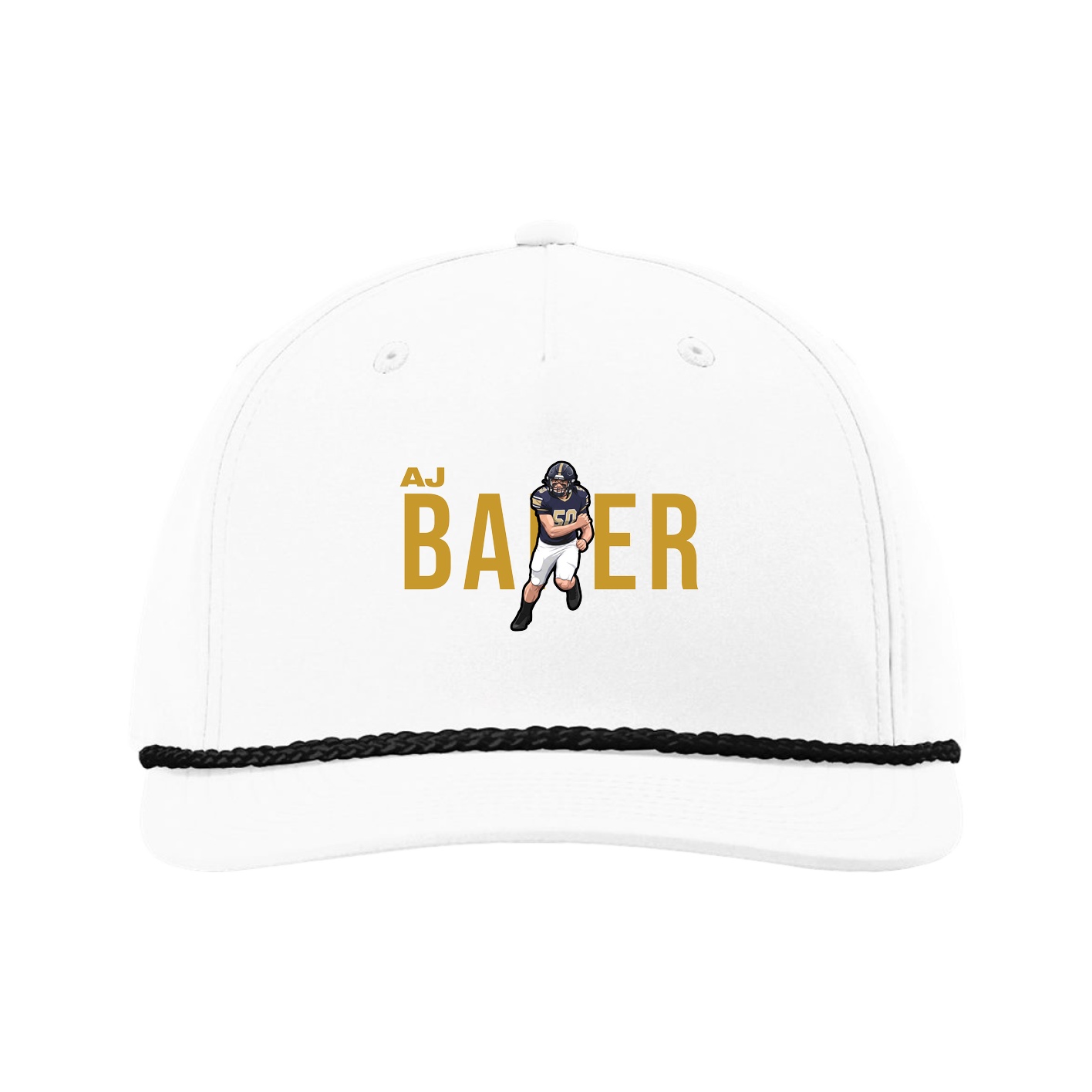 Five-Panel Classic Rope Cap — Player Name in White