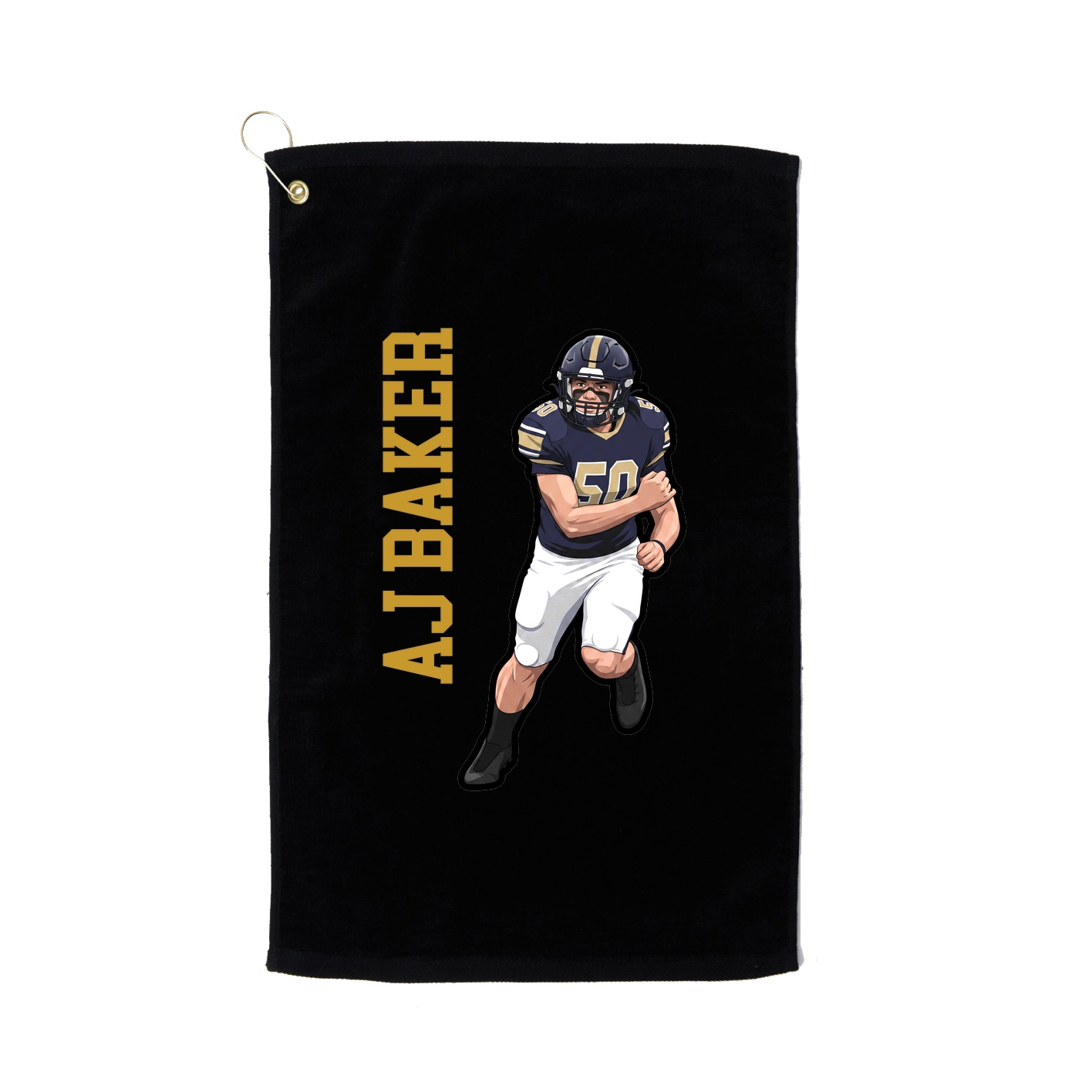 Golf Towel — Name Vertical in Black