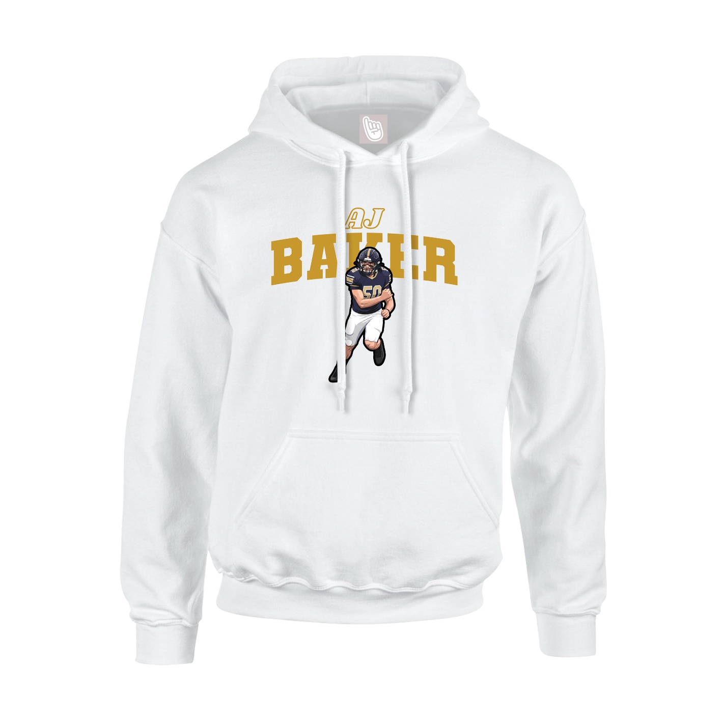 Youth Hoodie — Name Arch in White