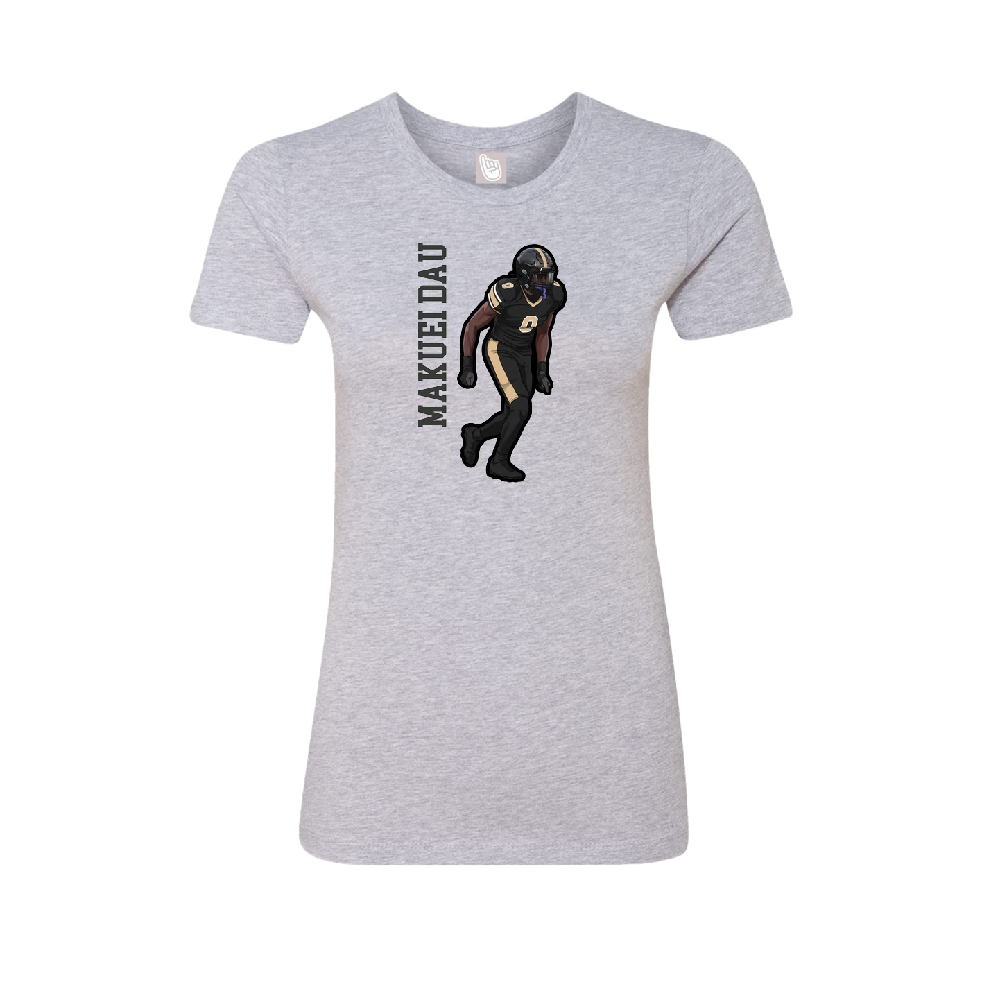 Fitted Women's Tee — Name Vertical in Grey