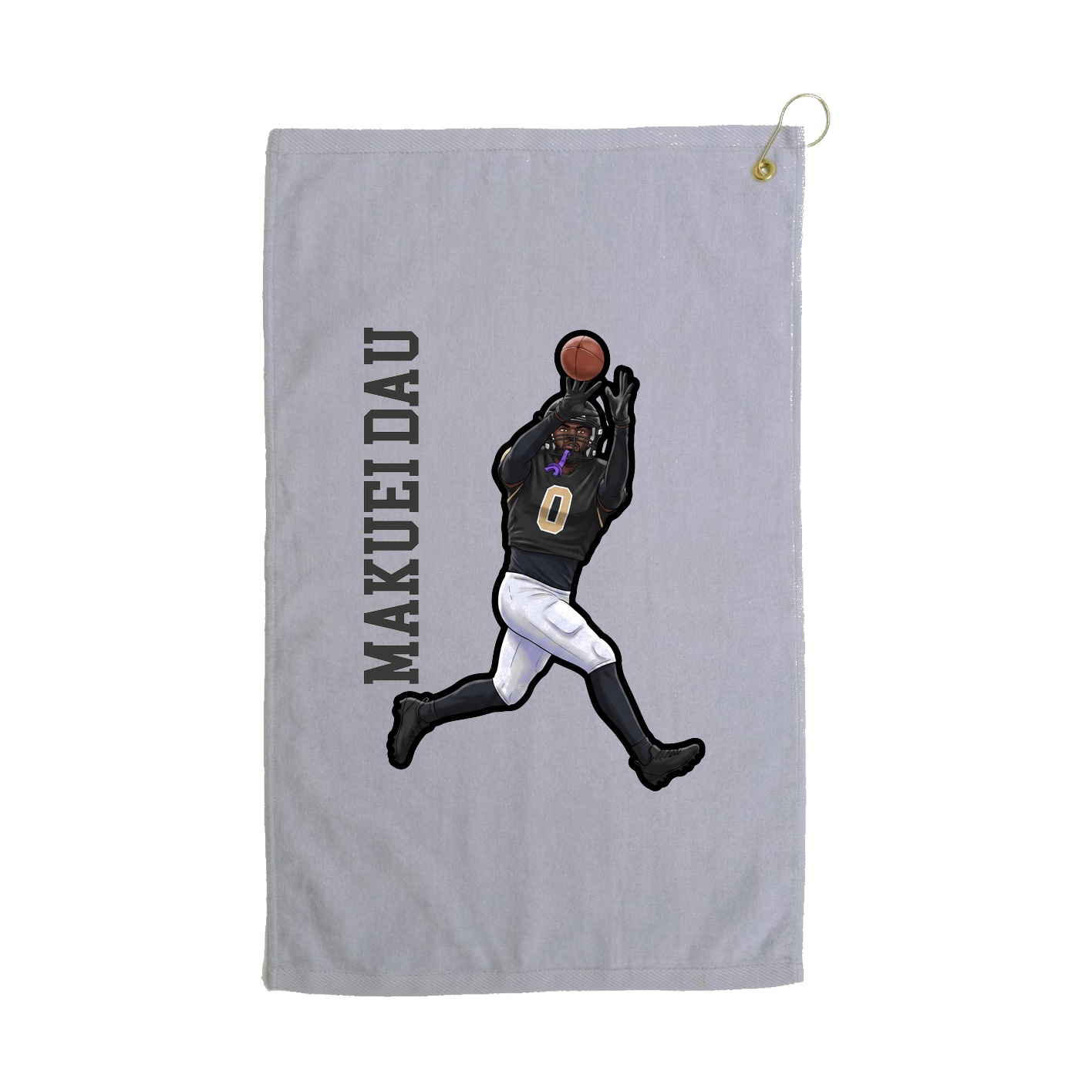 Golf Towel — Name Vertical in Grey