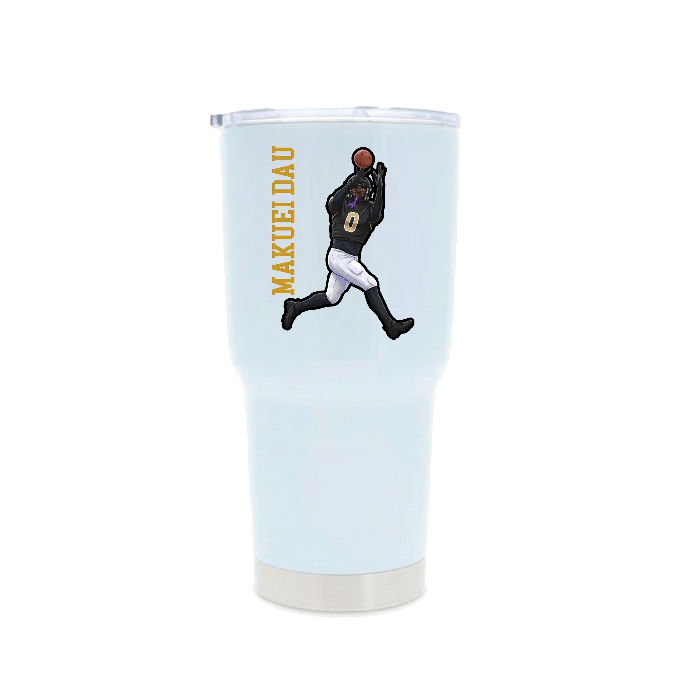 30oz Stainless Steel Tumbler — Name Vertical in White