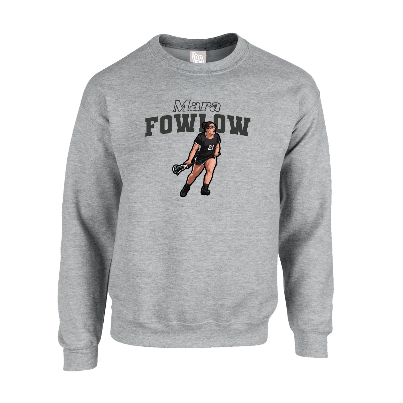 Fleece Crew — Name Arch in Grey