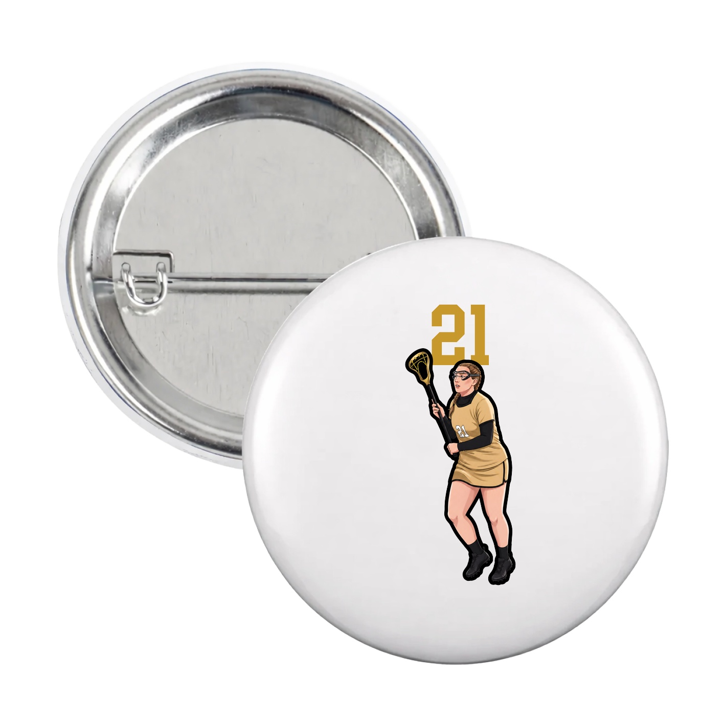 Game Day Button — Number Top in White