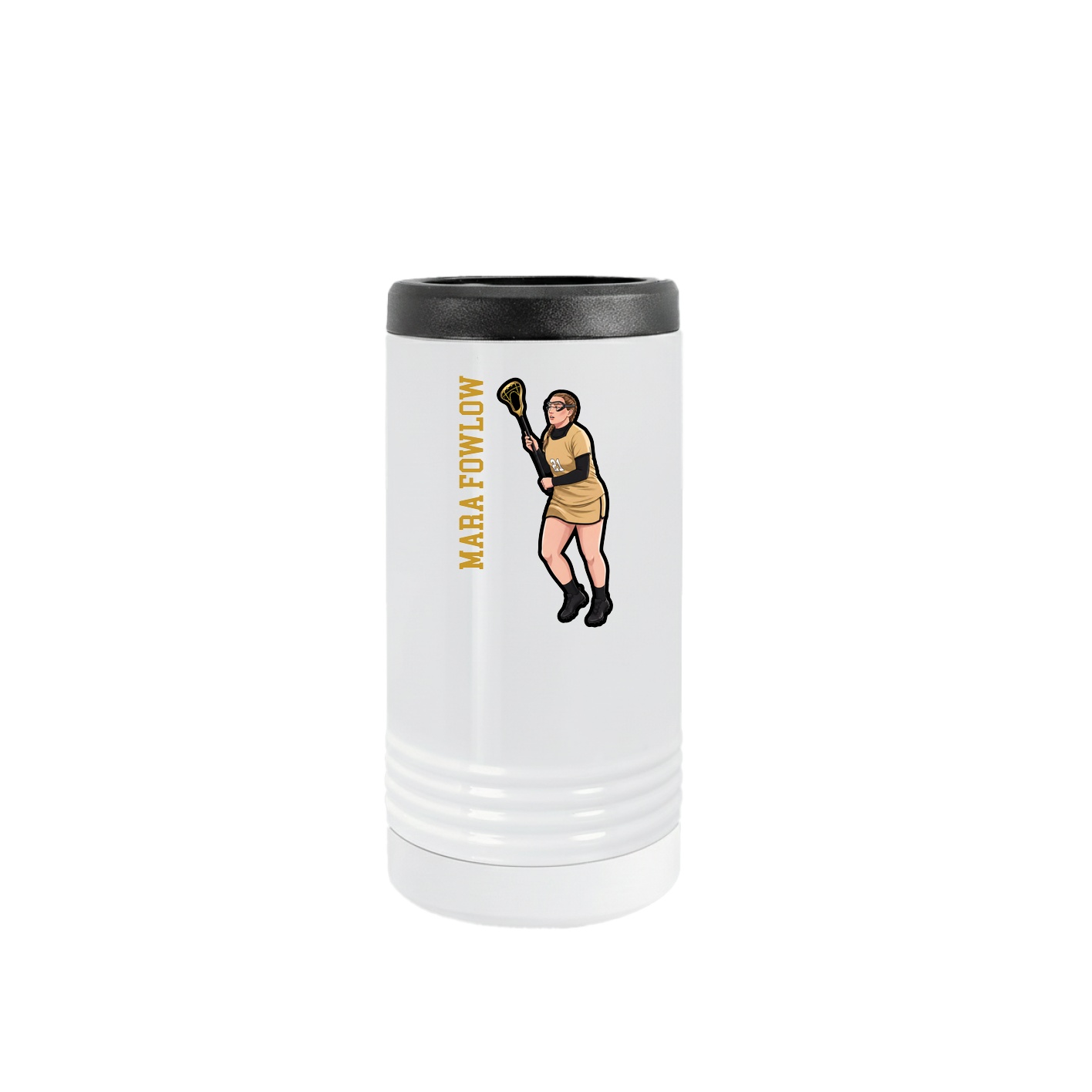 Slim Beverage Holder — Name Vertical in White