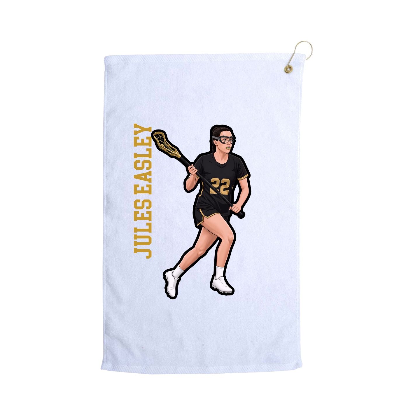 Golf Towel — Name Vertical in White