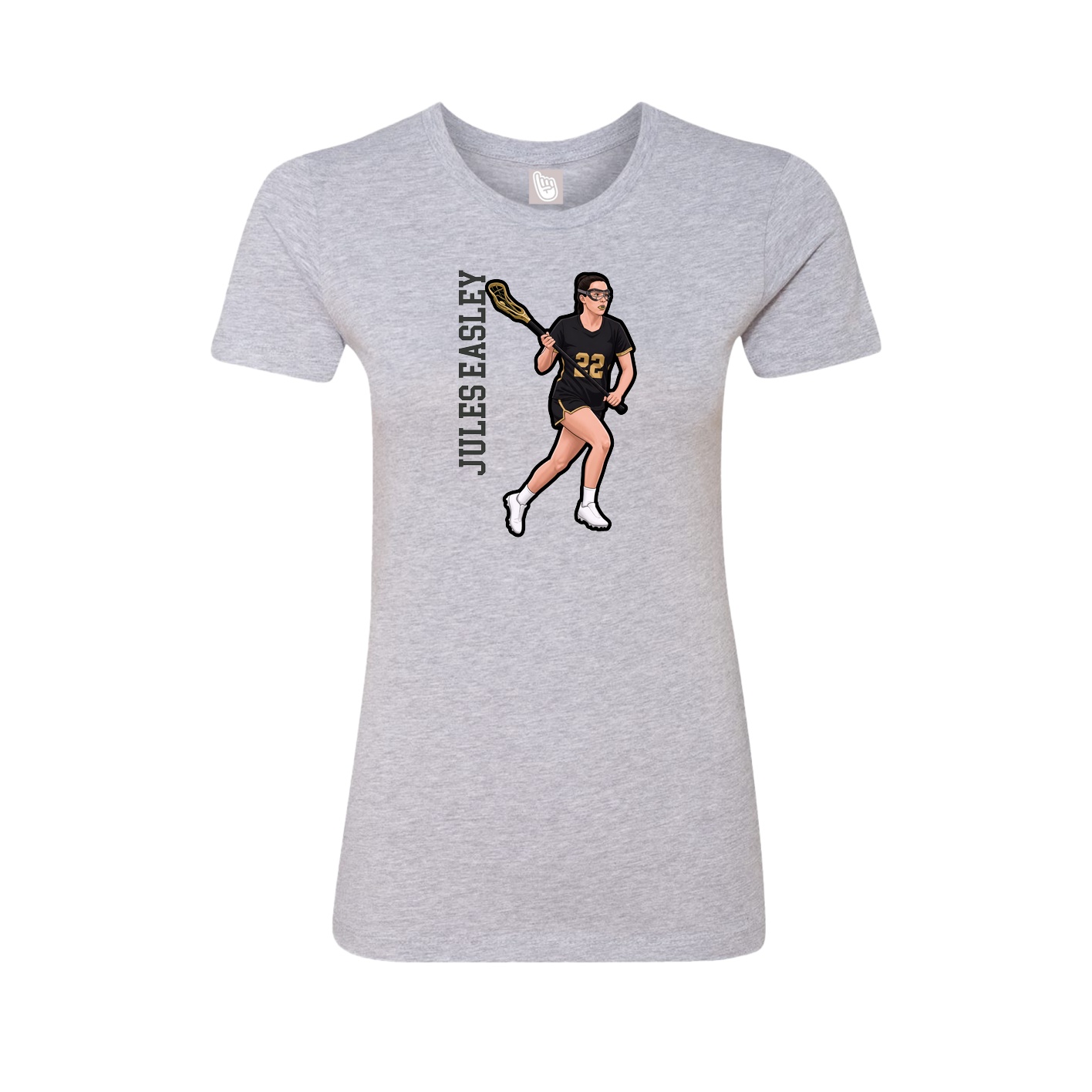 Fitted Women's Tee — Name Vertical in Grey