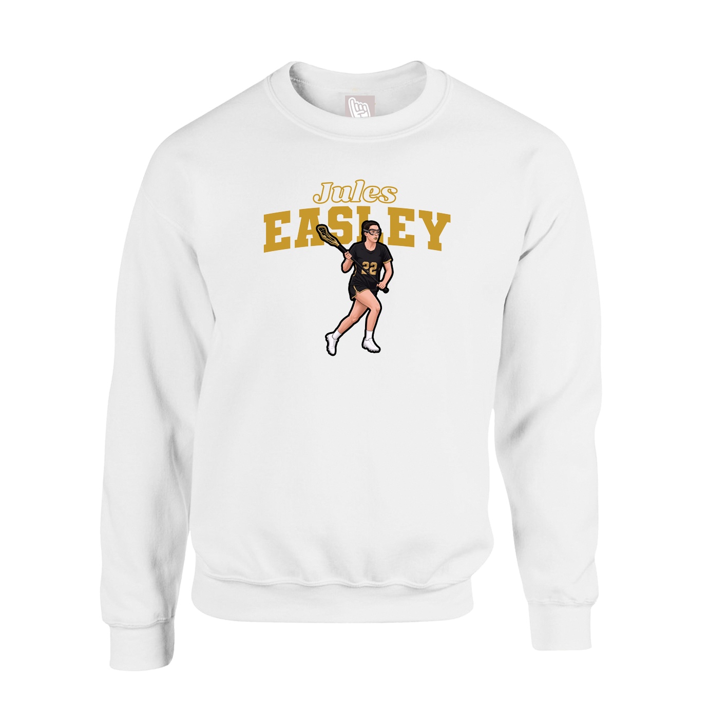 Fleece Crew — Name Arch in White