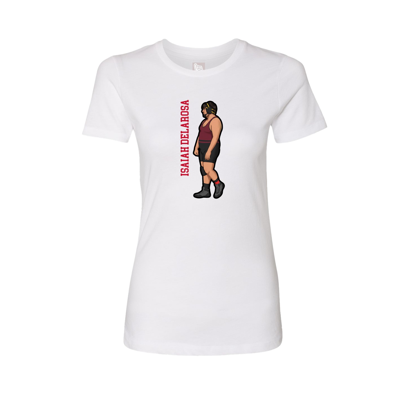 Fitted Women's Tee — Name Vertical in White