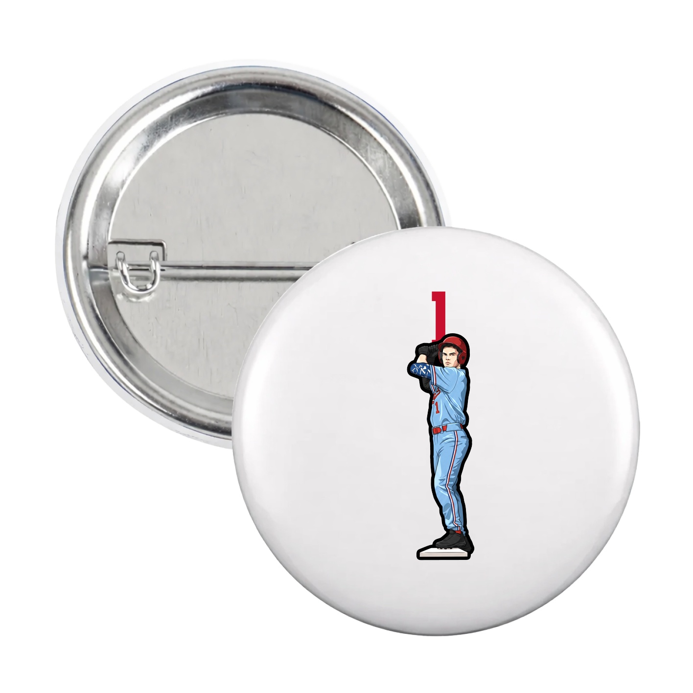 Game Day Button — Number Top in White