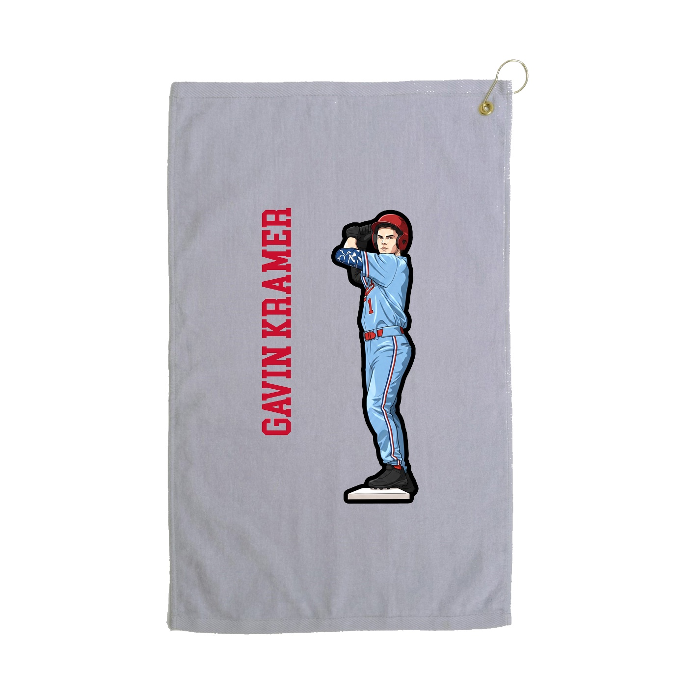 Golf Towel — Name Vertical in Grey