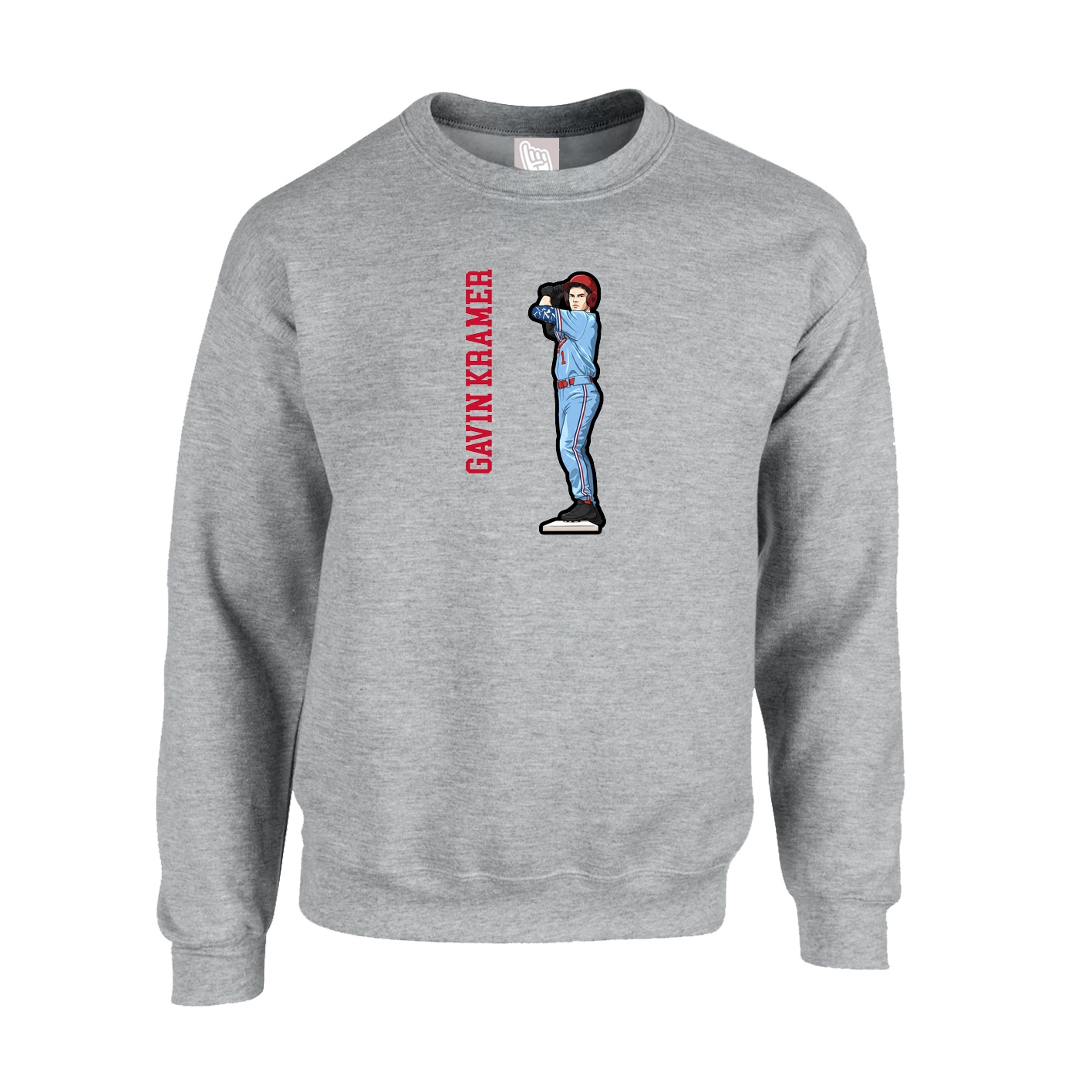Fleece Crew — Name Vertical in Grey