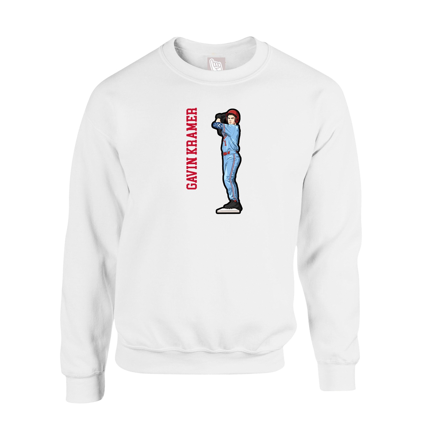 Fleece Crew — Name Vertical in White