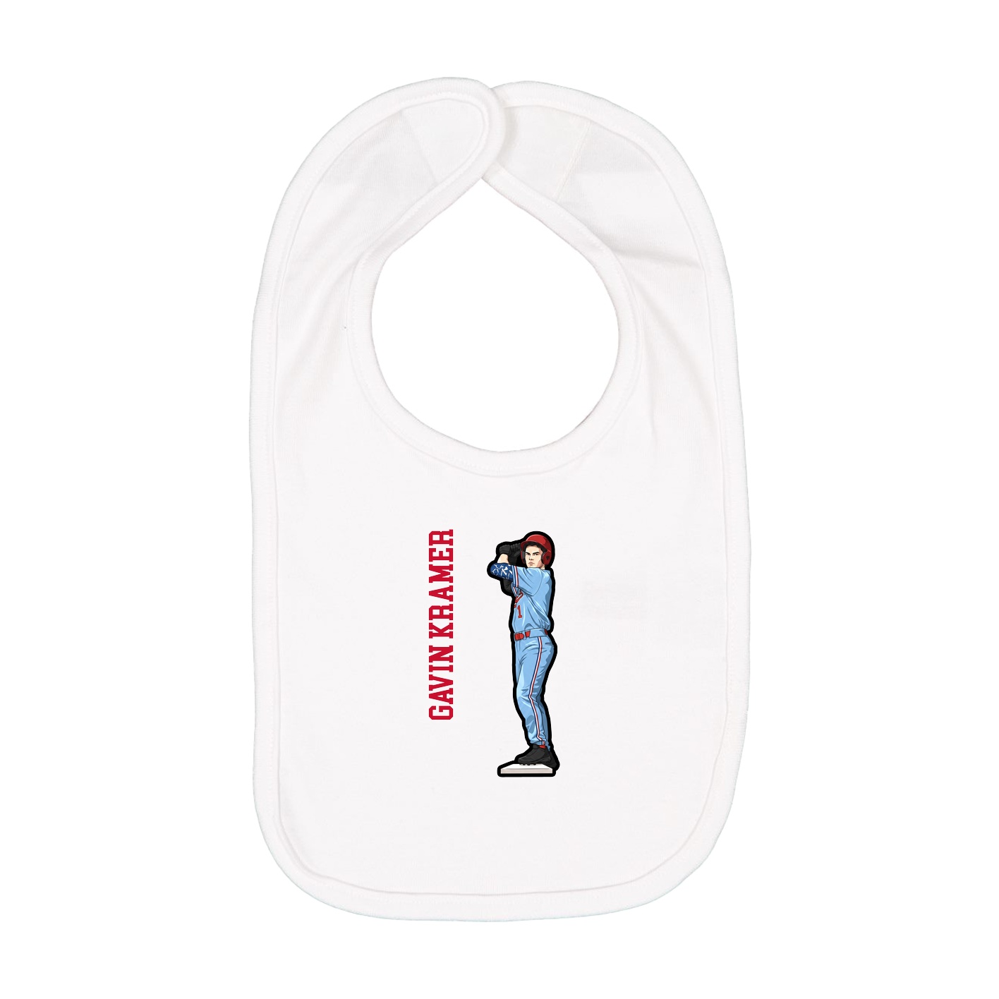Infant Bib — Name Vertical in White