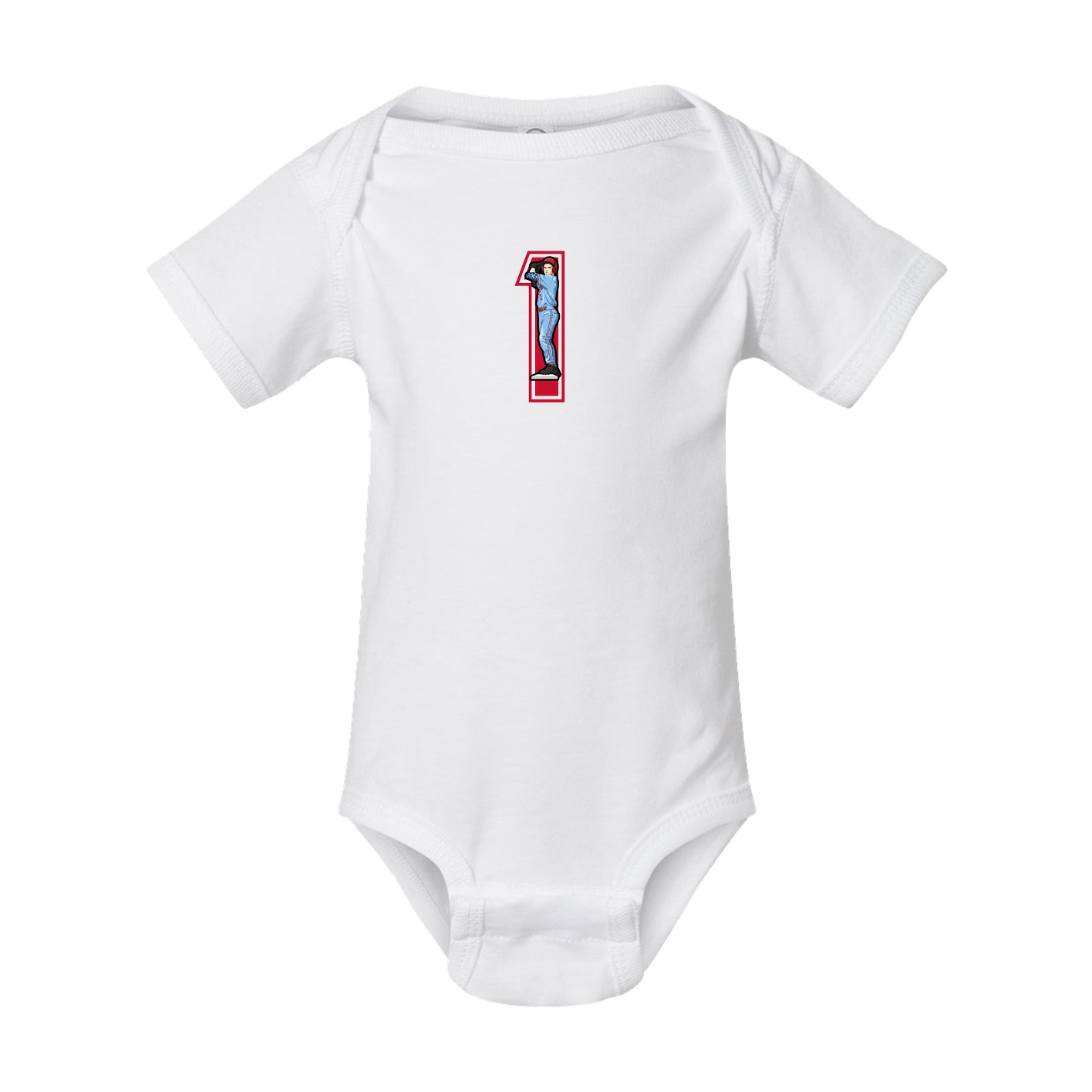 Baby Onesie — Number in White
