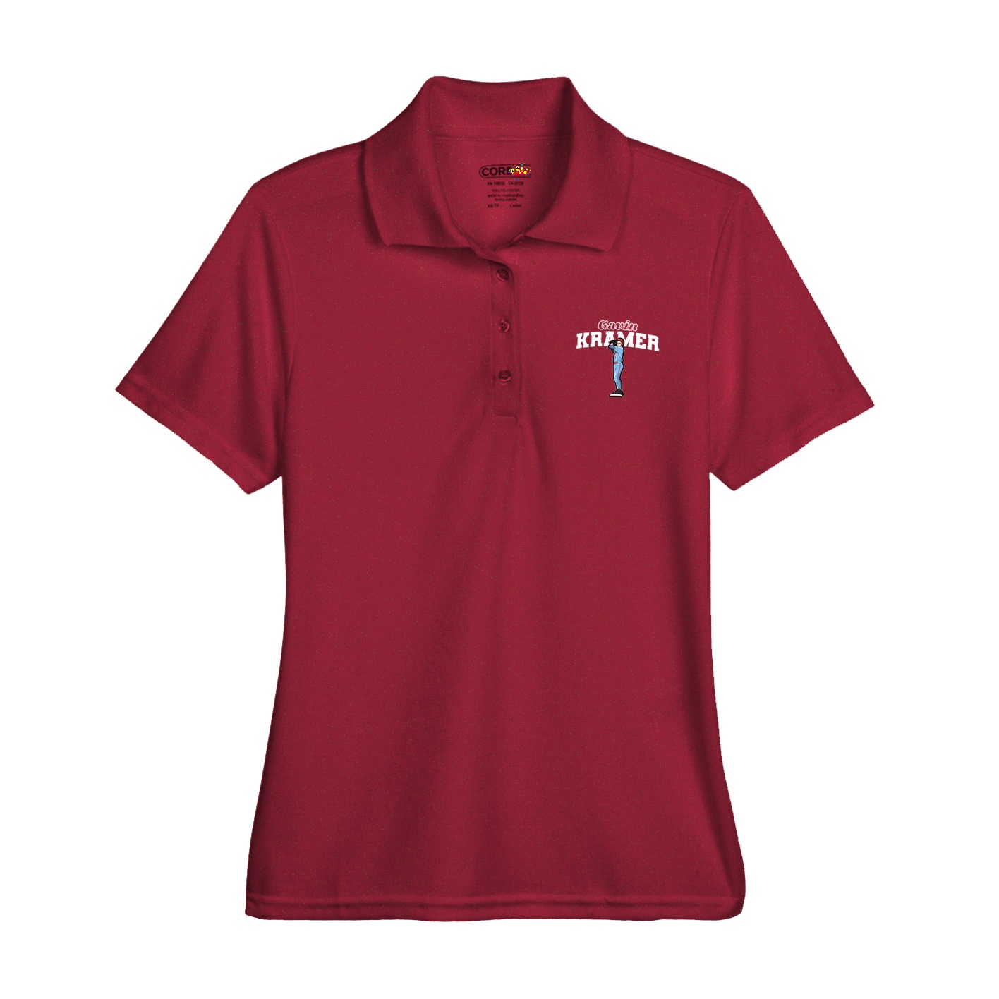 Womens Performance Polo — Name Arch in Red