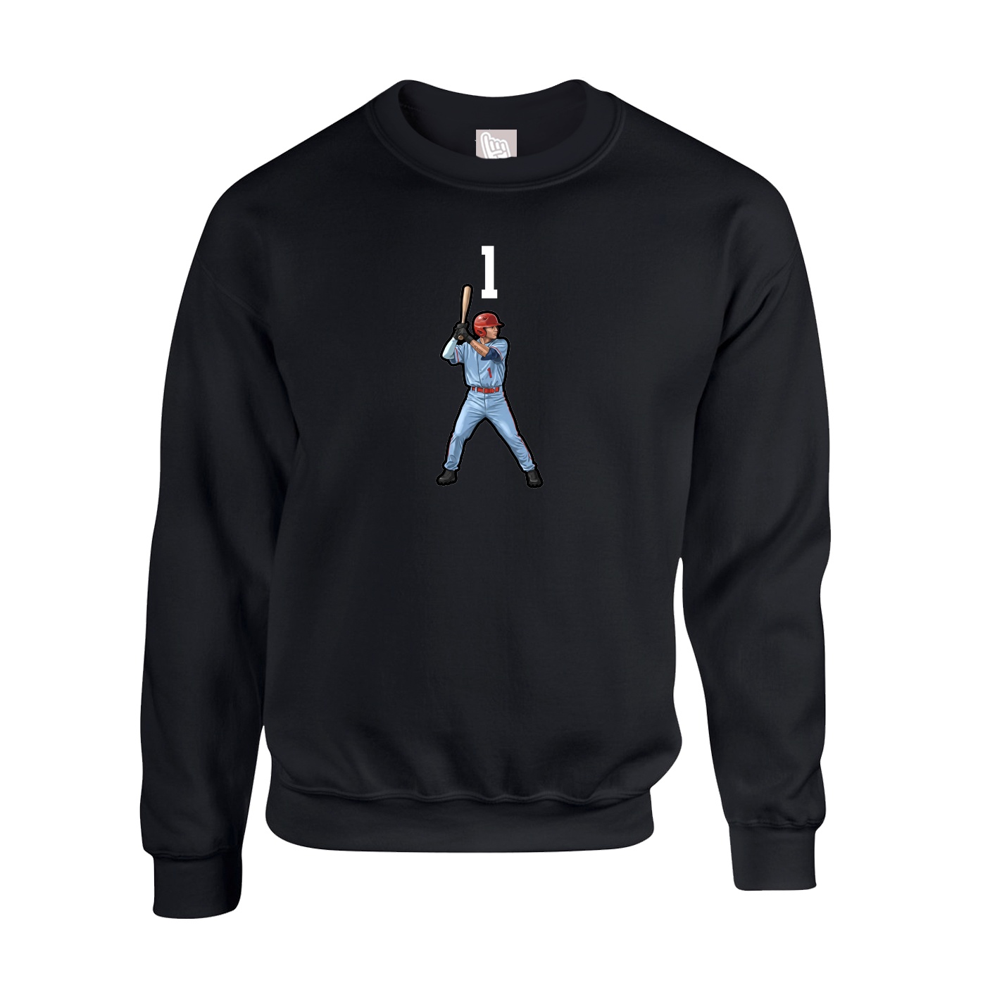 Fleece Crew — Number Top in Black