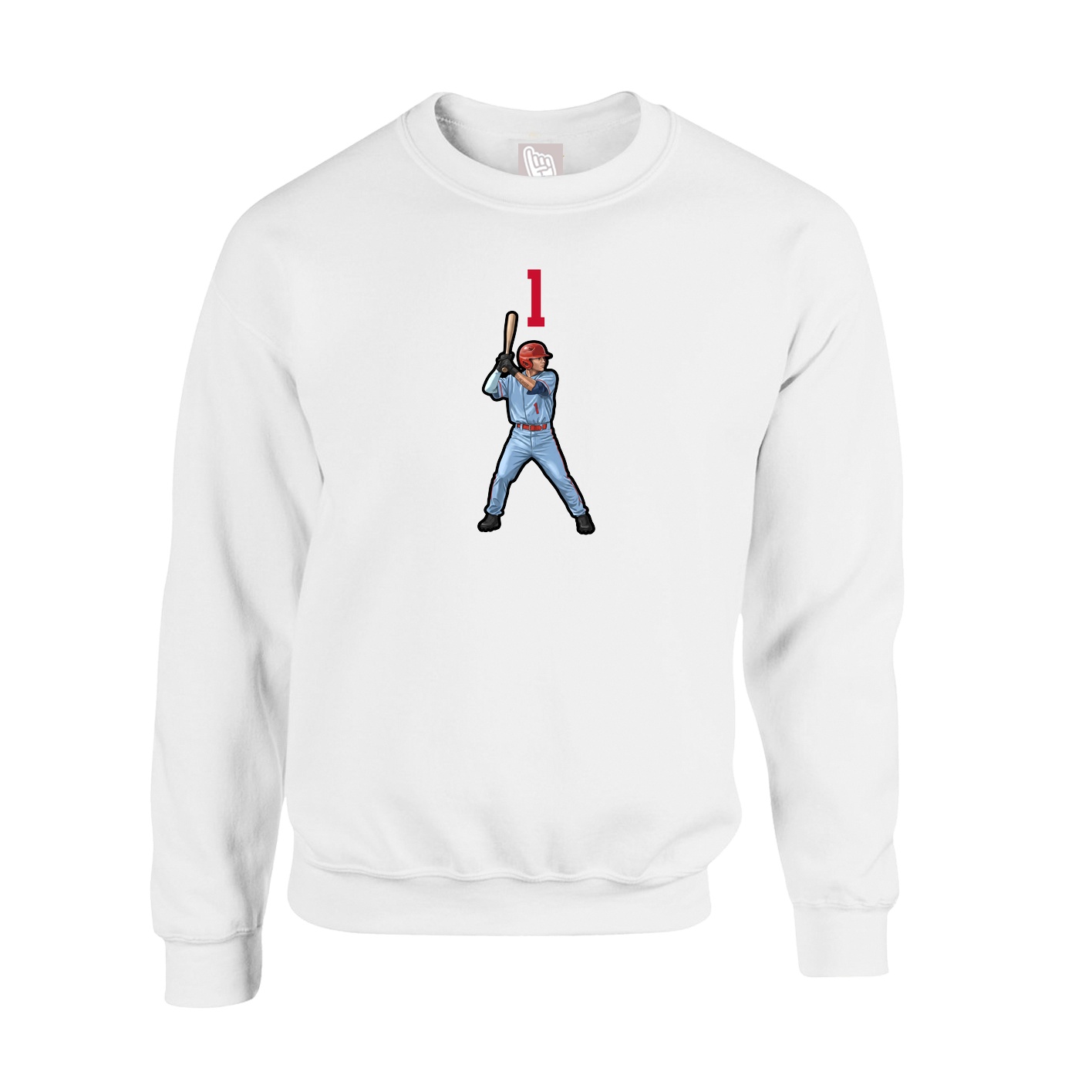 Fleece Crew — Number Top in White