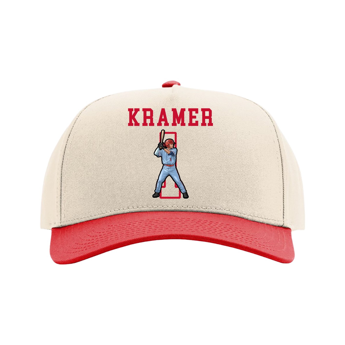 Full Fabric Five-Panel Champ Cap — Shirsey in Cream/Red