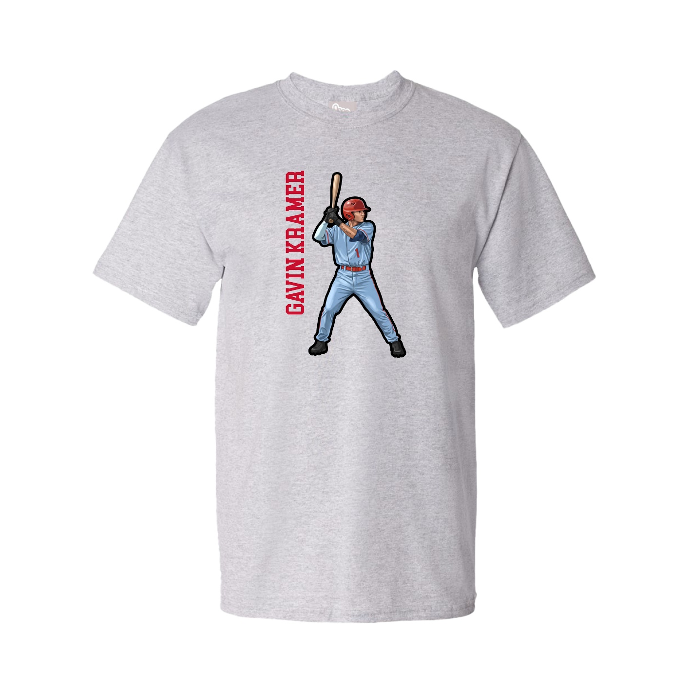 Youth Tee — Name Vertical in Grey