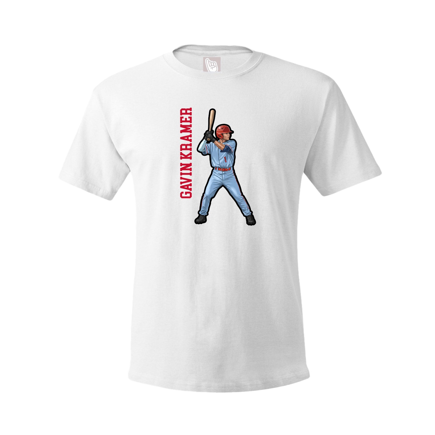 Youth Tee — Name Vertical in White