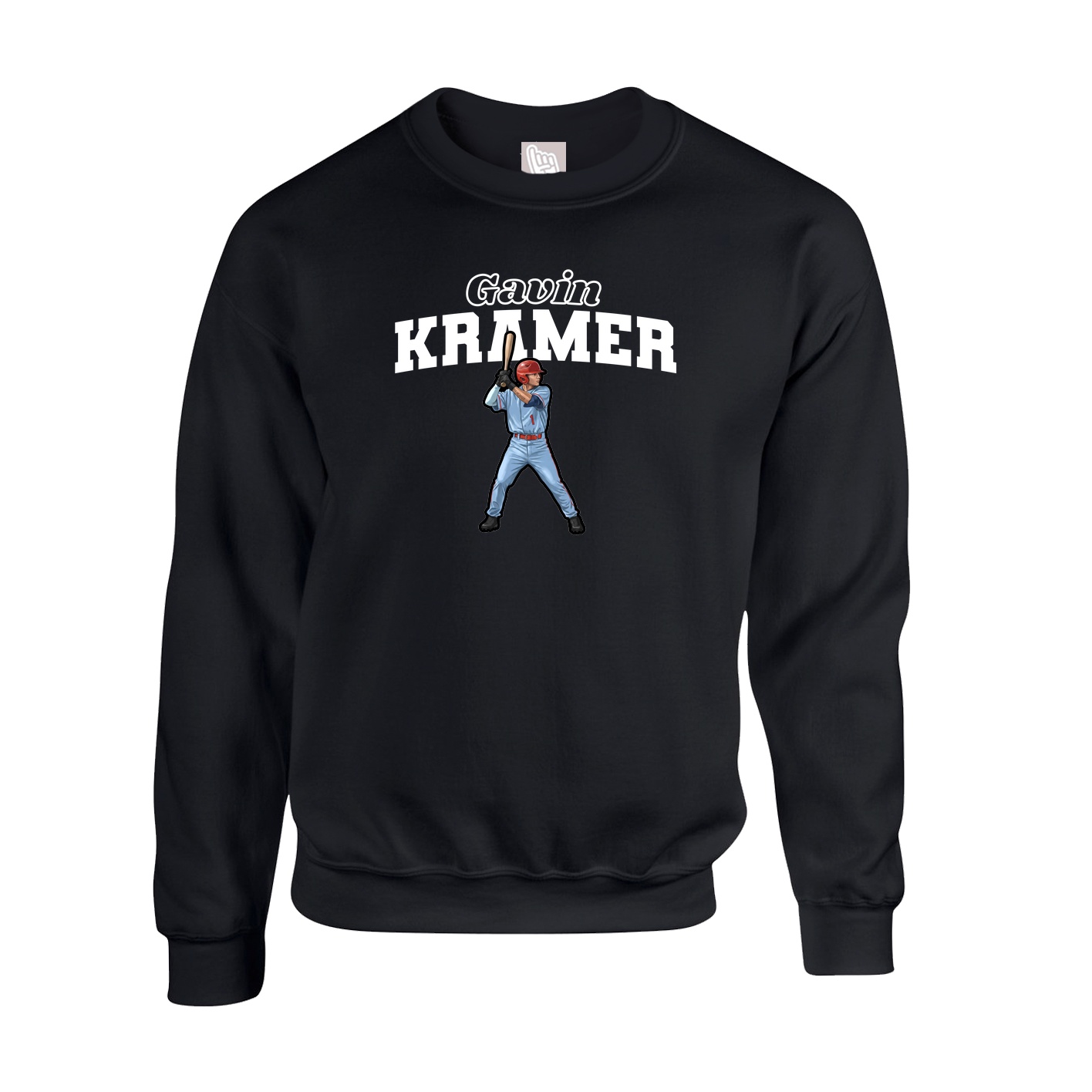 Fleece Crew — Name Arch in Black
